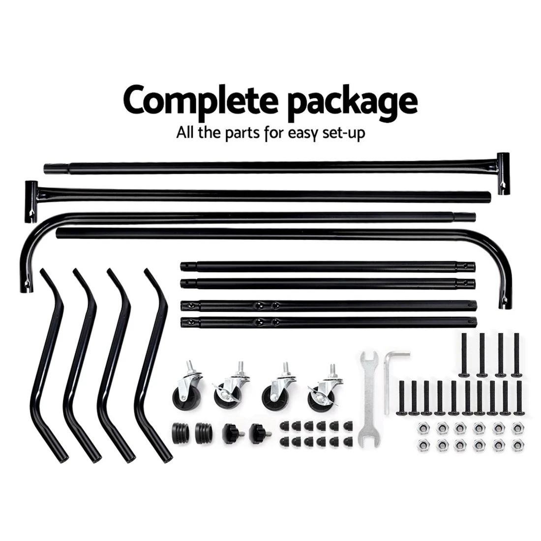 6 Artiss Clothes Rack Airer Coat Stand 6ft Rail Wheels
 - Black, 6 of 7