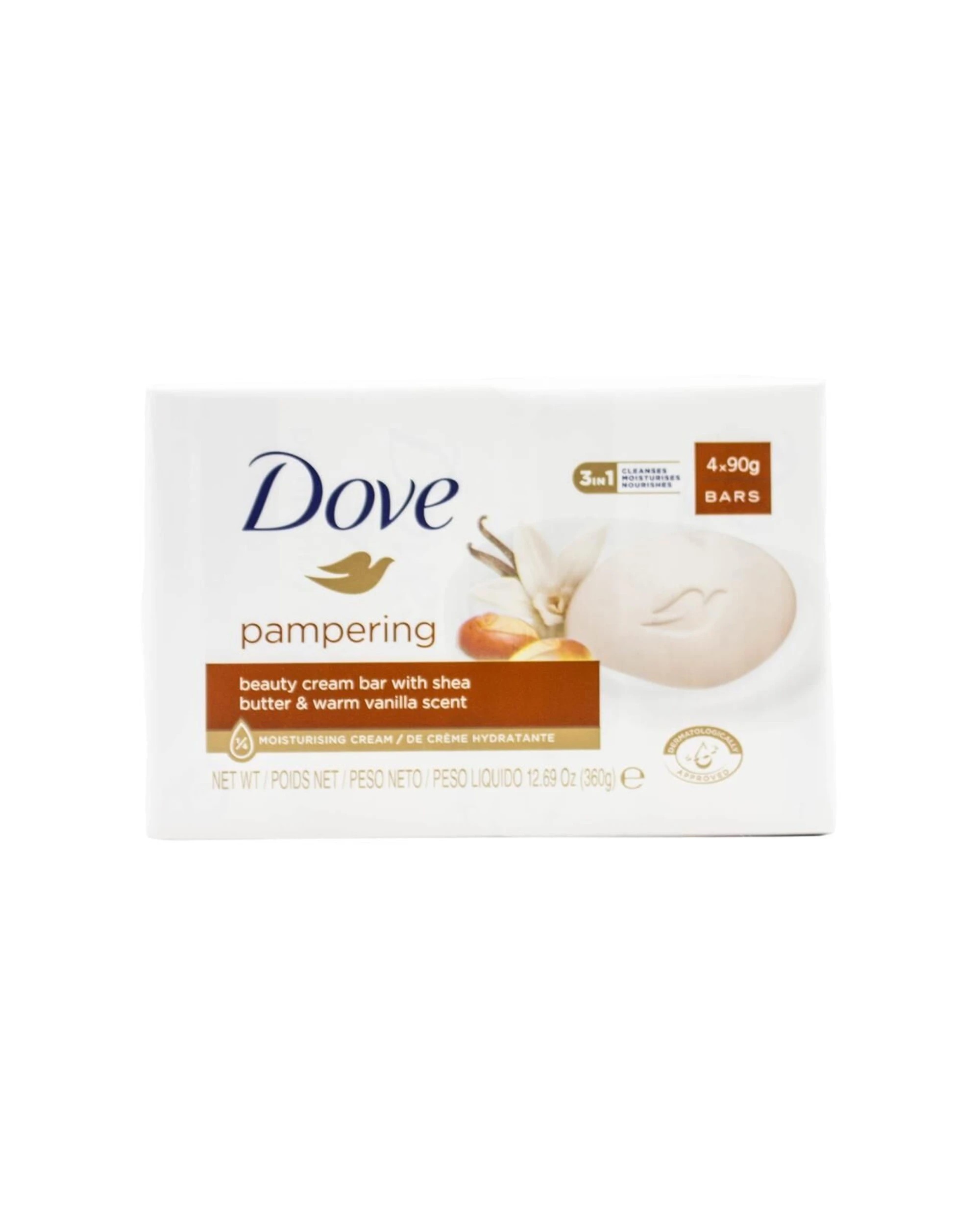 2 Dove 12 x 4pc Beauty Bar 90g Shea Butter Warm Vanilla Scent - White, 2 of 3