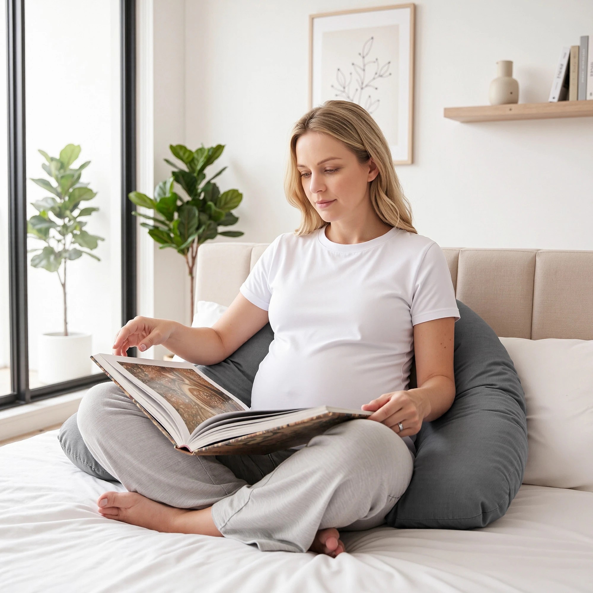 9 Giselle Bedding Maternity Pillow for Side Sleeping Cotton L-Shaped - Grey, 9 of 9