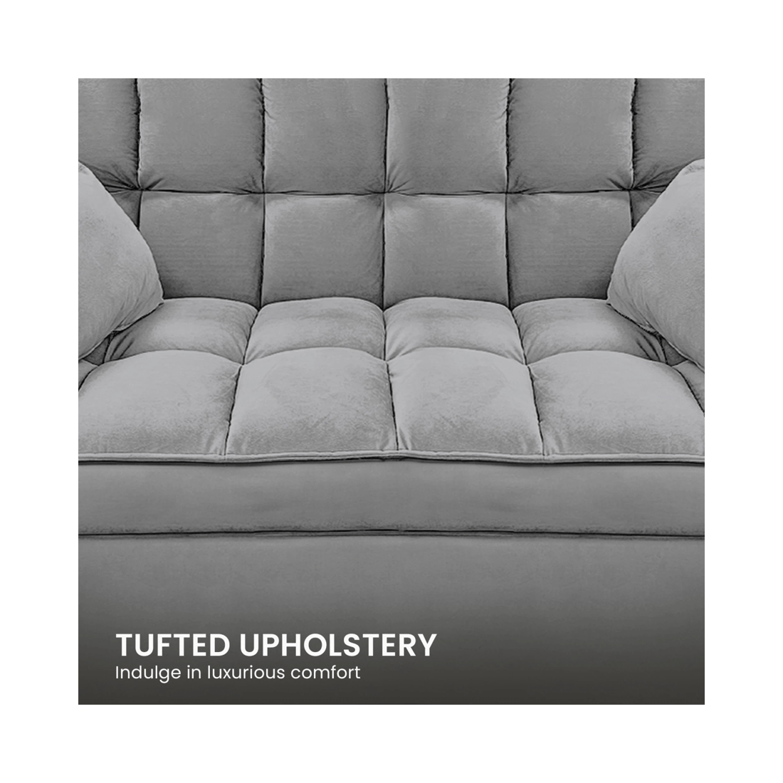 9 Sarantino Quincy 2-seater Velvet Sofa Bed In Dark Grey With Wooden Frame And Tufted Design, 9 of 9