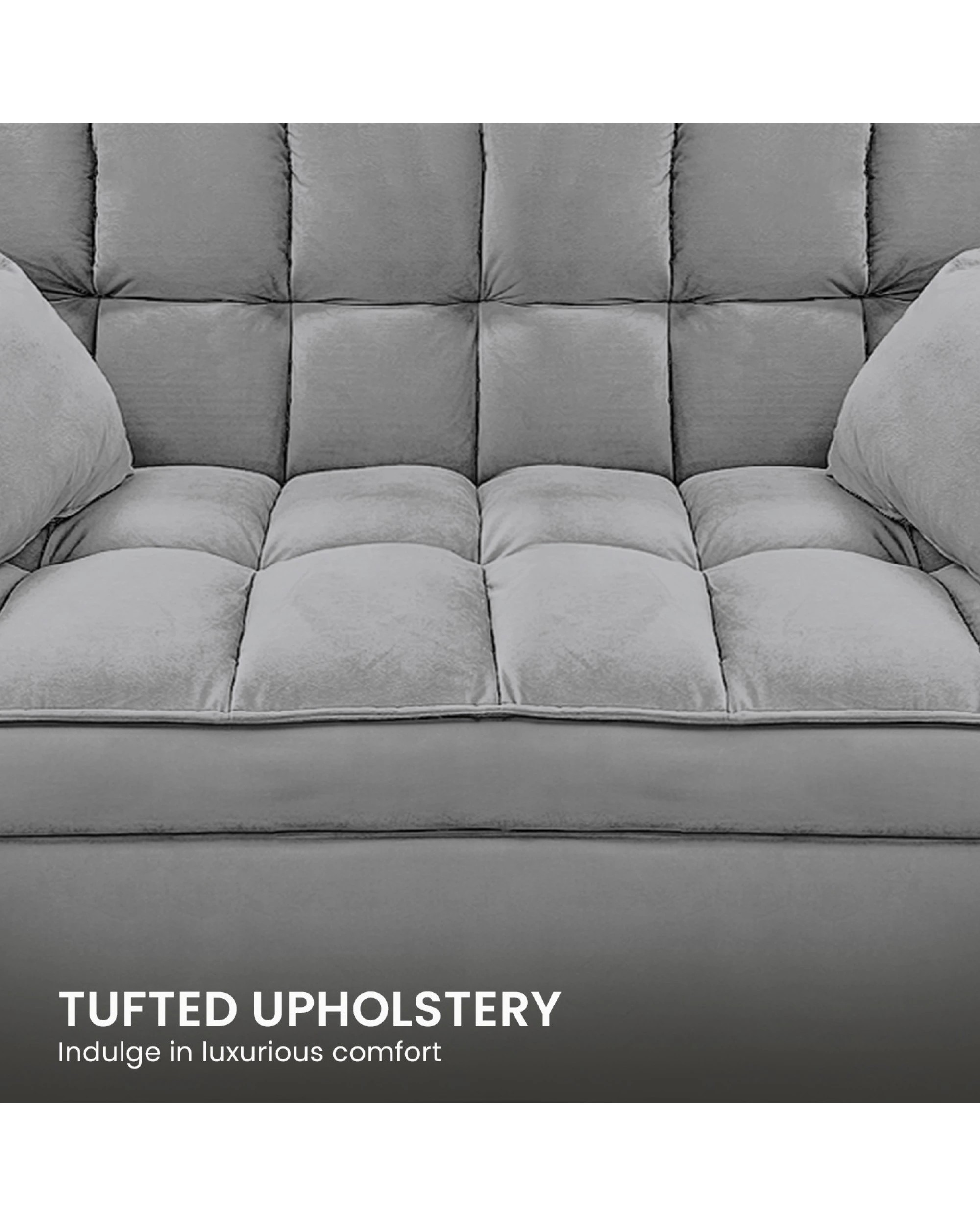 9 Sarantino Quincy 2-seater Velvet Sofa Bed In Dark Grey With Wooden Frame And Tufted Design, 9 of 9
