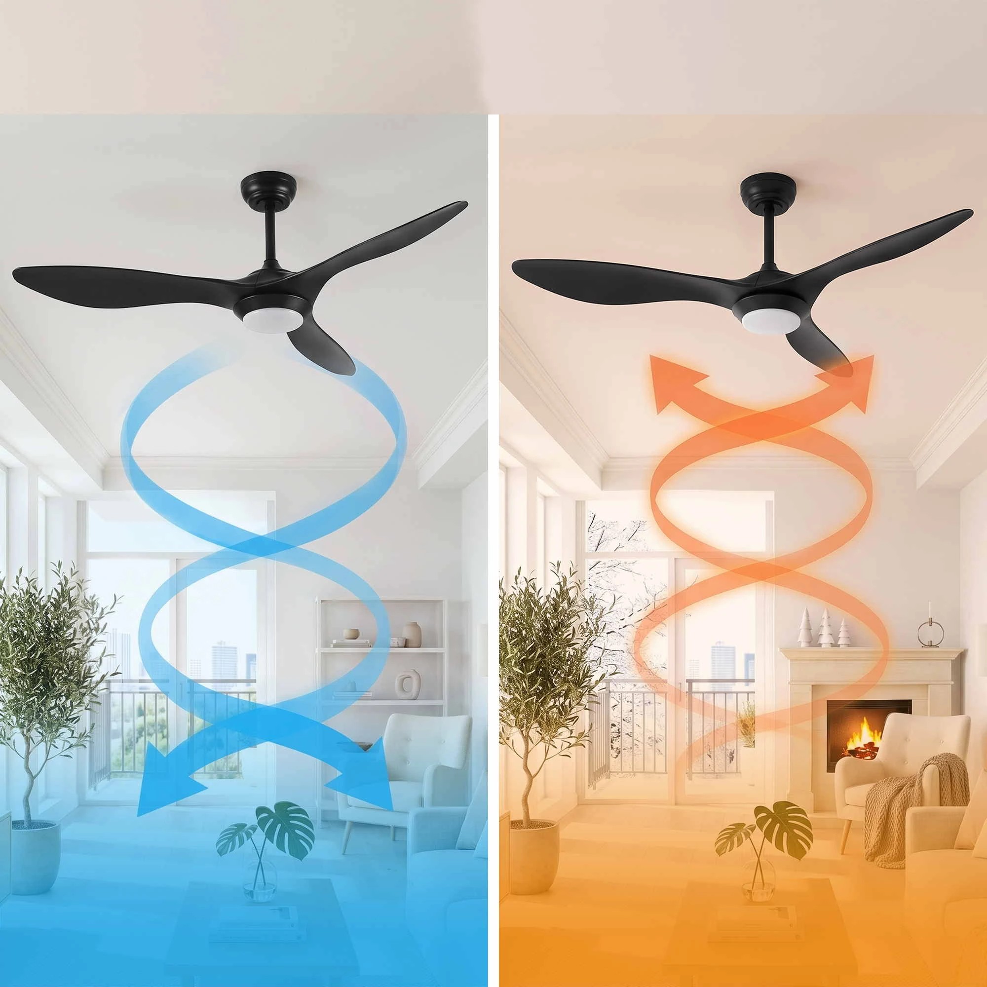 7 Devanti 52'' Ceiling Fan DC Motor w/Light w/Remote - Black, 7 of 9