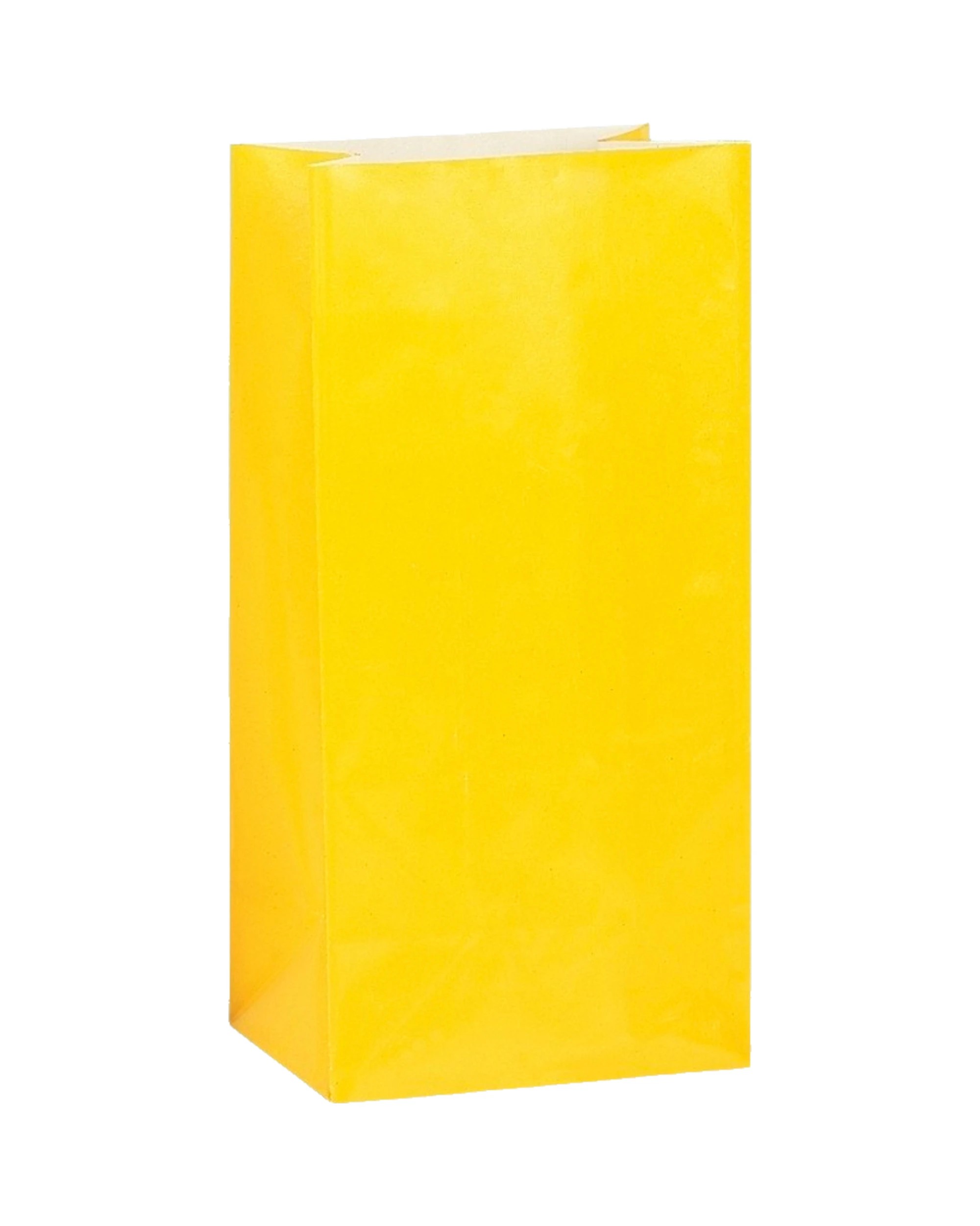 1 Unique Yellow Paper Party Bags Pack of 12 - Yellow, 1 of 2