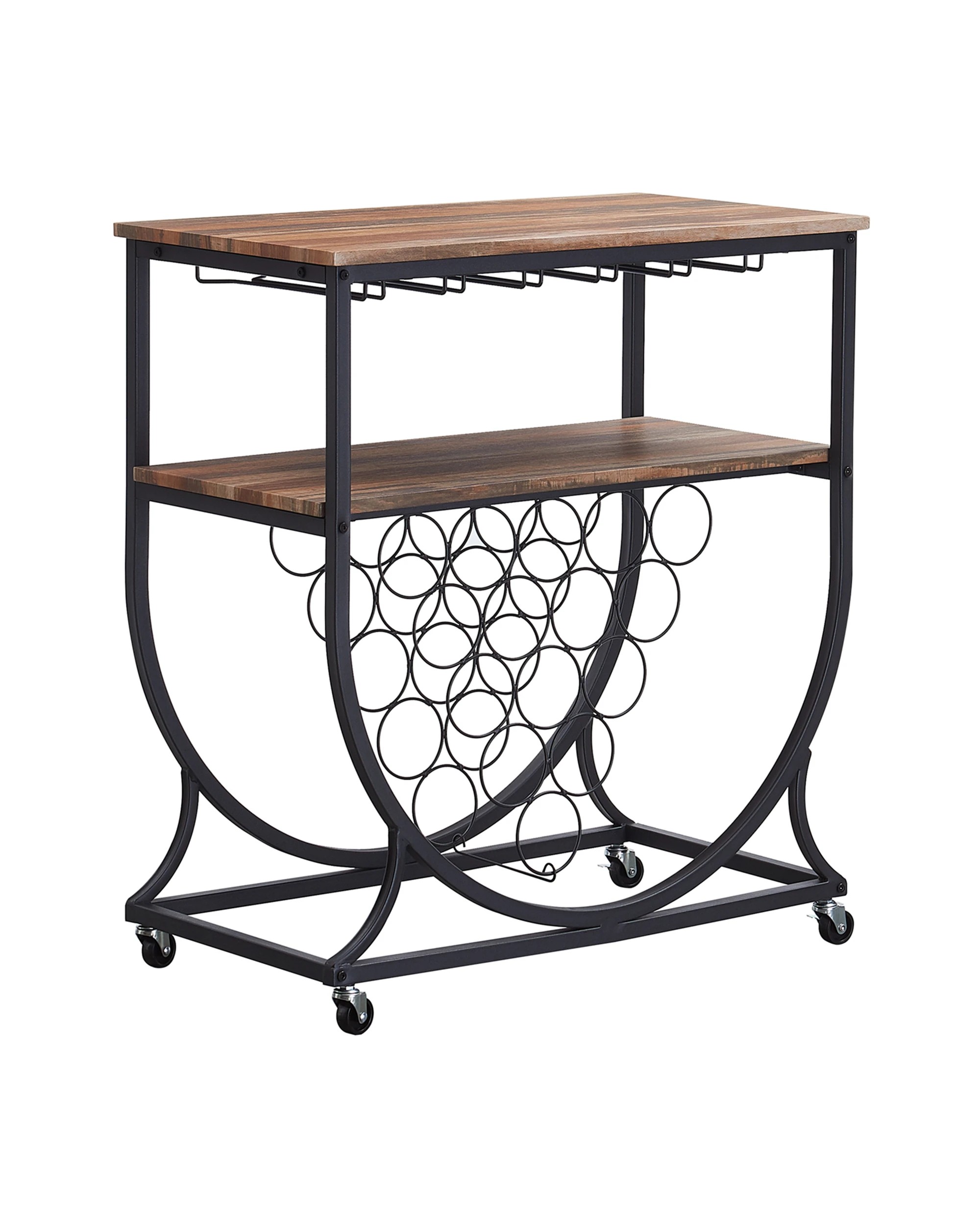 3 IHOMDEC Wine Rack Cart with Glass Holder - Black, 3 of 4