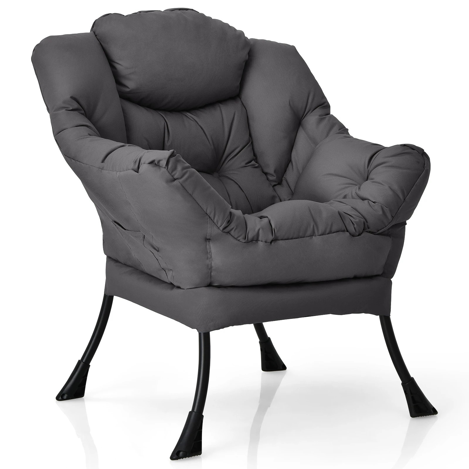 1 Costway Modern Armchair Upholstered Accent Chair Sofa Lounge Chair Couch w/Storage Bag - Grey, 1 of 4