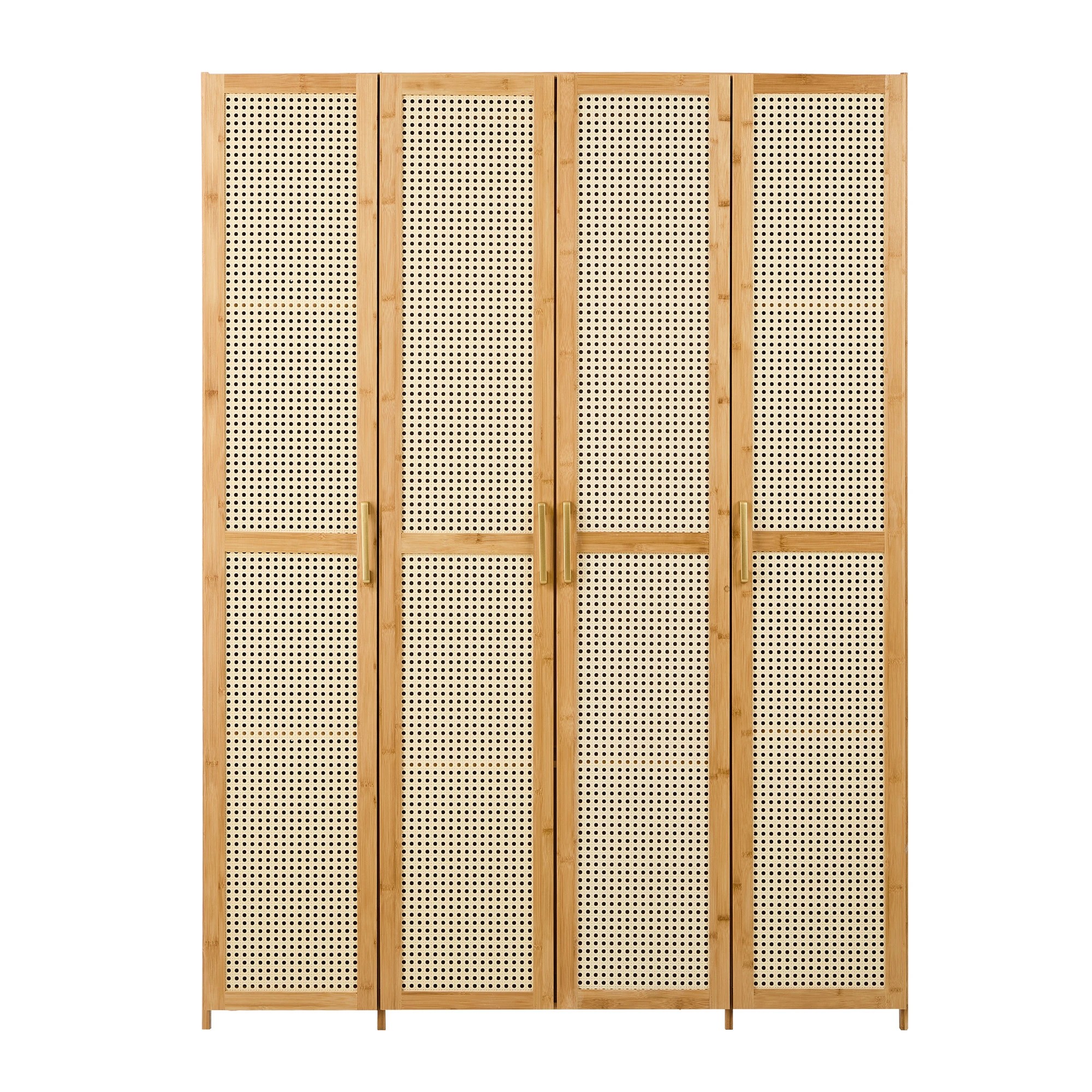 2 Oikiture Wardrobe Clothes Storage Cabinet Large Cupboard 4 Doors 10 Shelves - Natural, 2 of 5