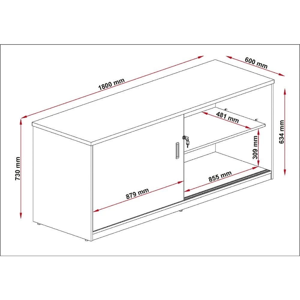 5 Stilford Professional Credenza 1800mm Sliding Door Oak Cabinets Cupboards, Lockers and Credenzas, 5 of 5