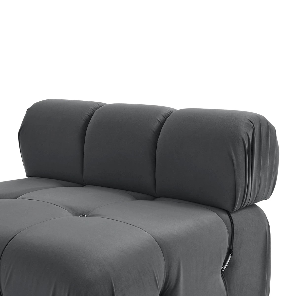 9 Foret 6 Seater Sofa Modular Arm Ottoman Tufted Velvet Lounge Couch Chaise Dark Grey, 9 of 9
