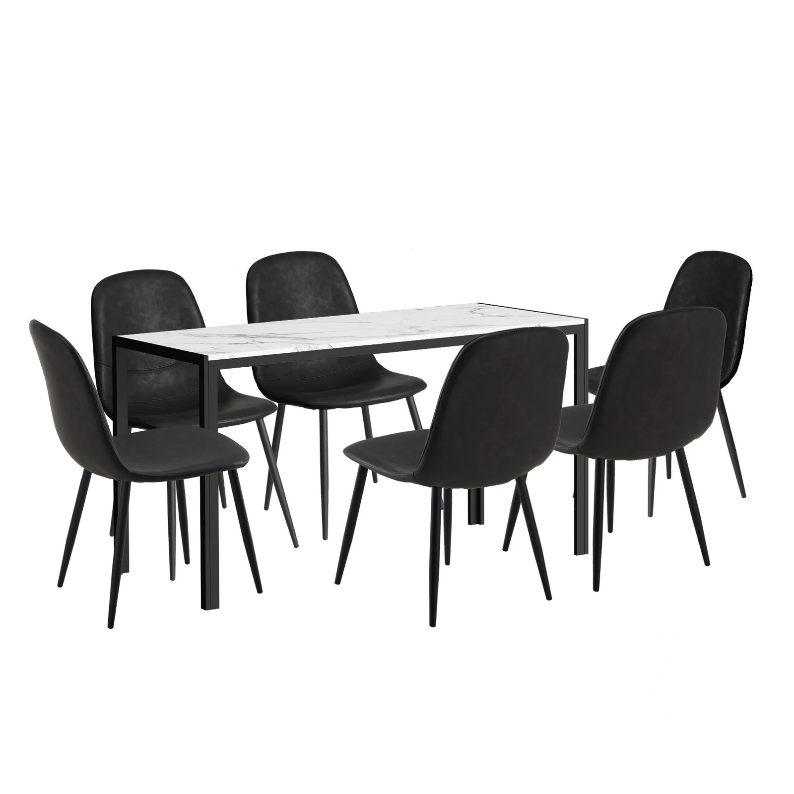 6 Oikiture 1.4m Rectangular Dining Table and Chairs 6-Seater Kitchen Furniture Set - Multi, 6 of 9