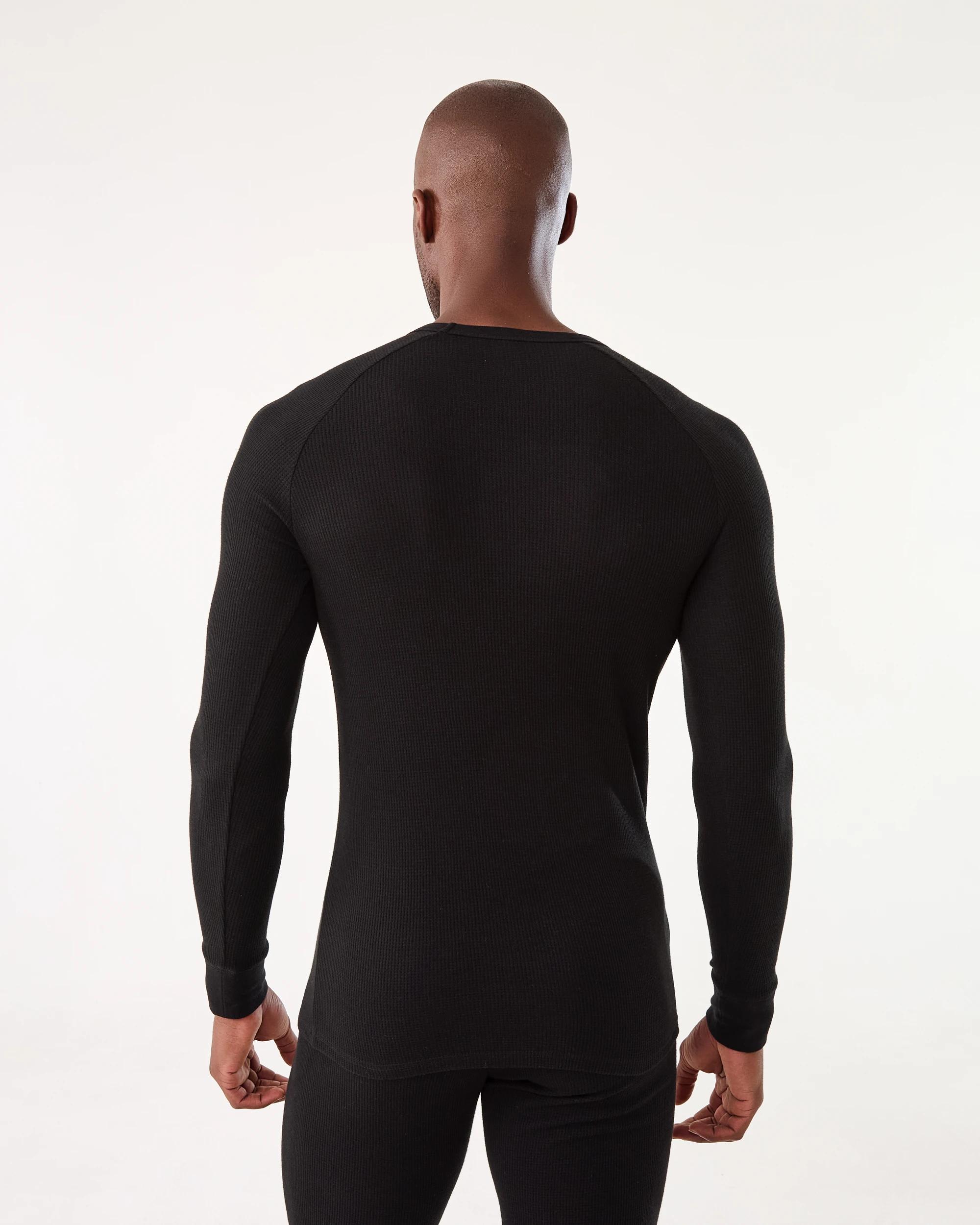 3 Long Sleeve Mini Waffle Thermal Top Black, 3 of 4