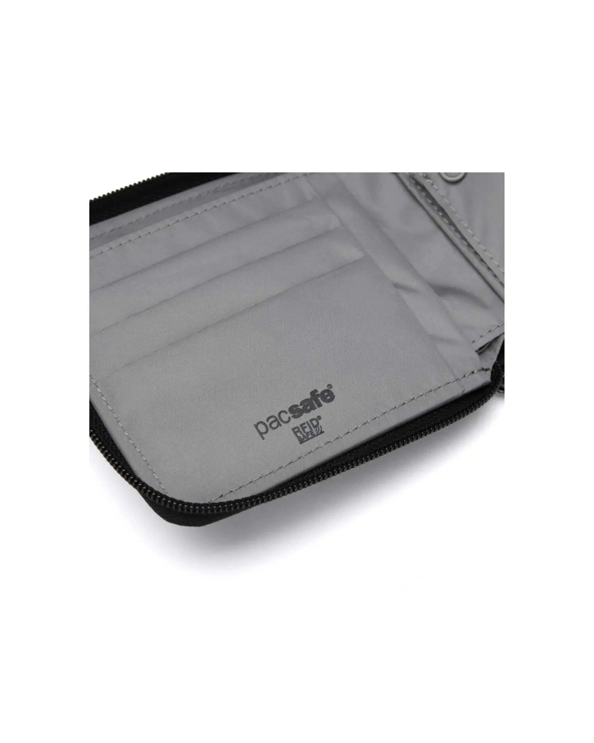 7 Pacsafe RFIDsafe Zip Around Wallet RFID Blocking Easy Card Access Hidden Pocket Jet - Black, 7 of 7