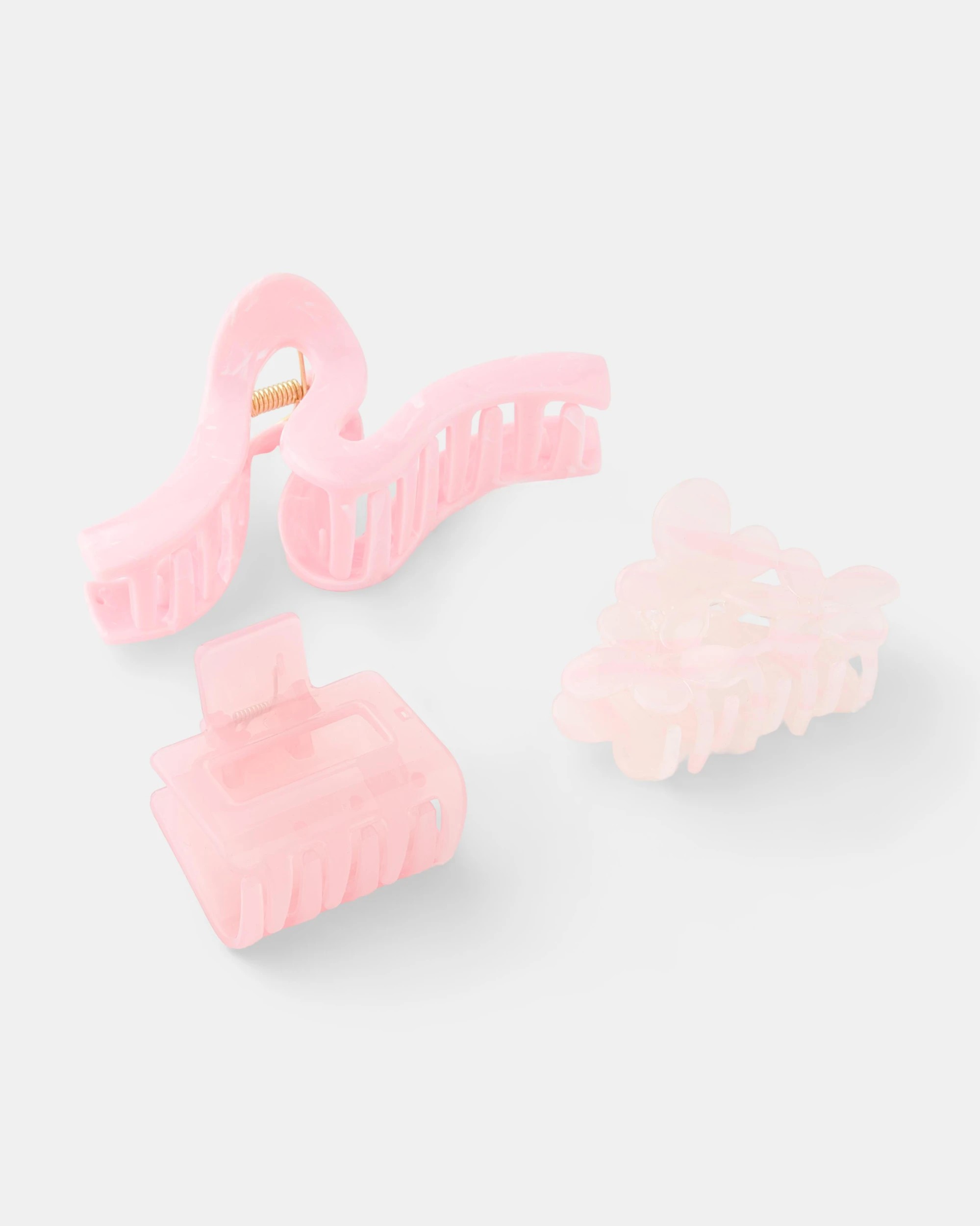 2 3 Pack Pink Flower Claw Hair Clips, 2 of 4