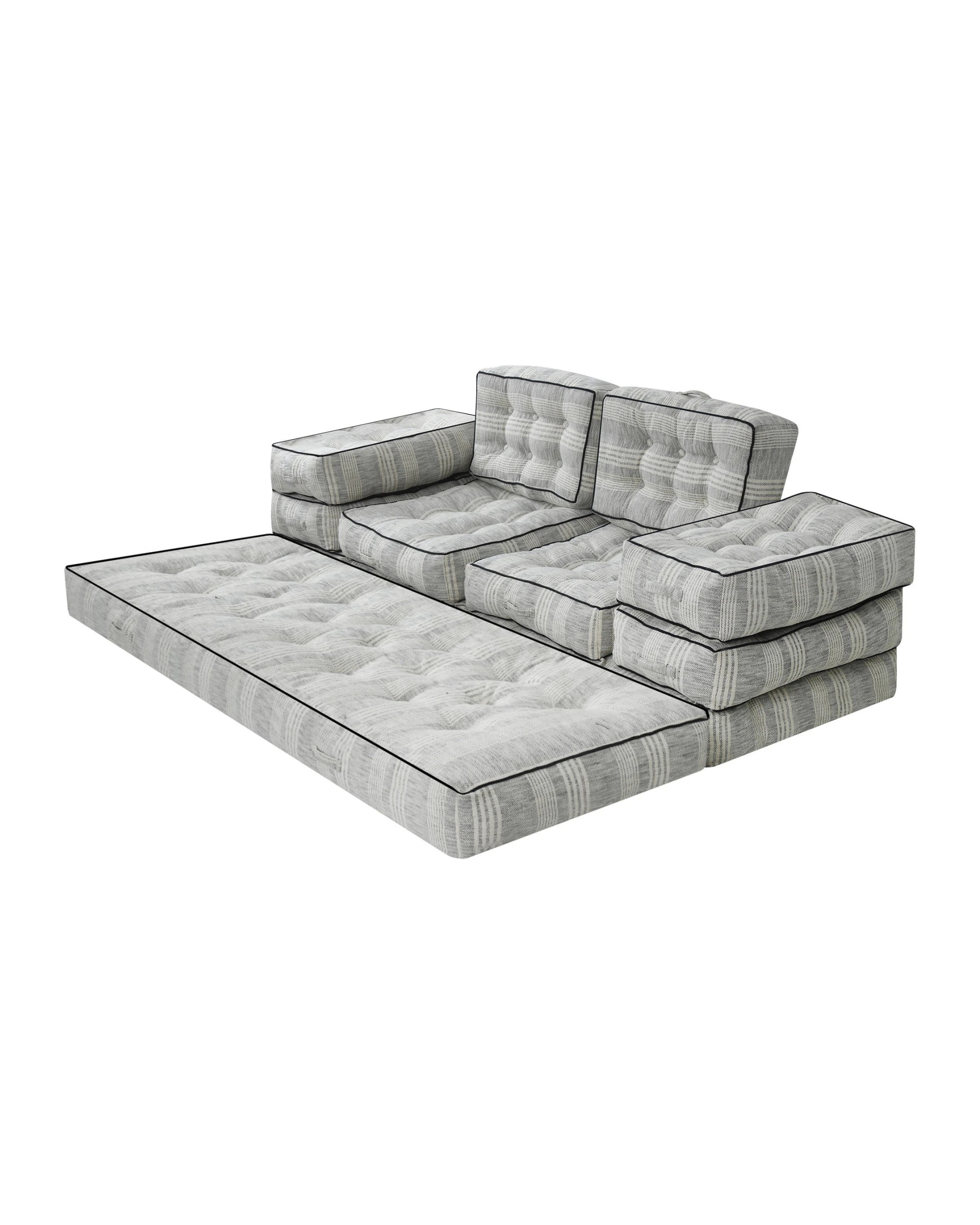 4 Agura 10-piece Modular Setting Lounge Couch Tufted Cotton Woven Fabric, 4 of 10