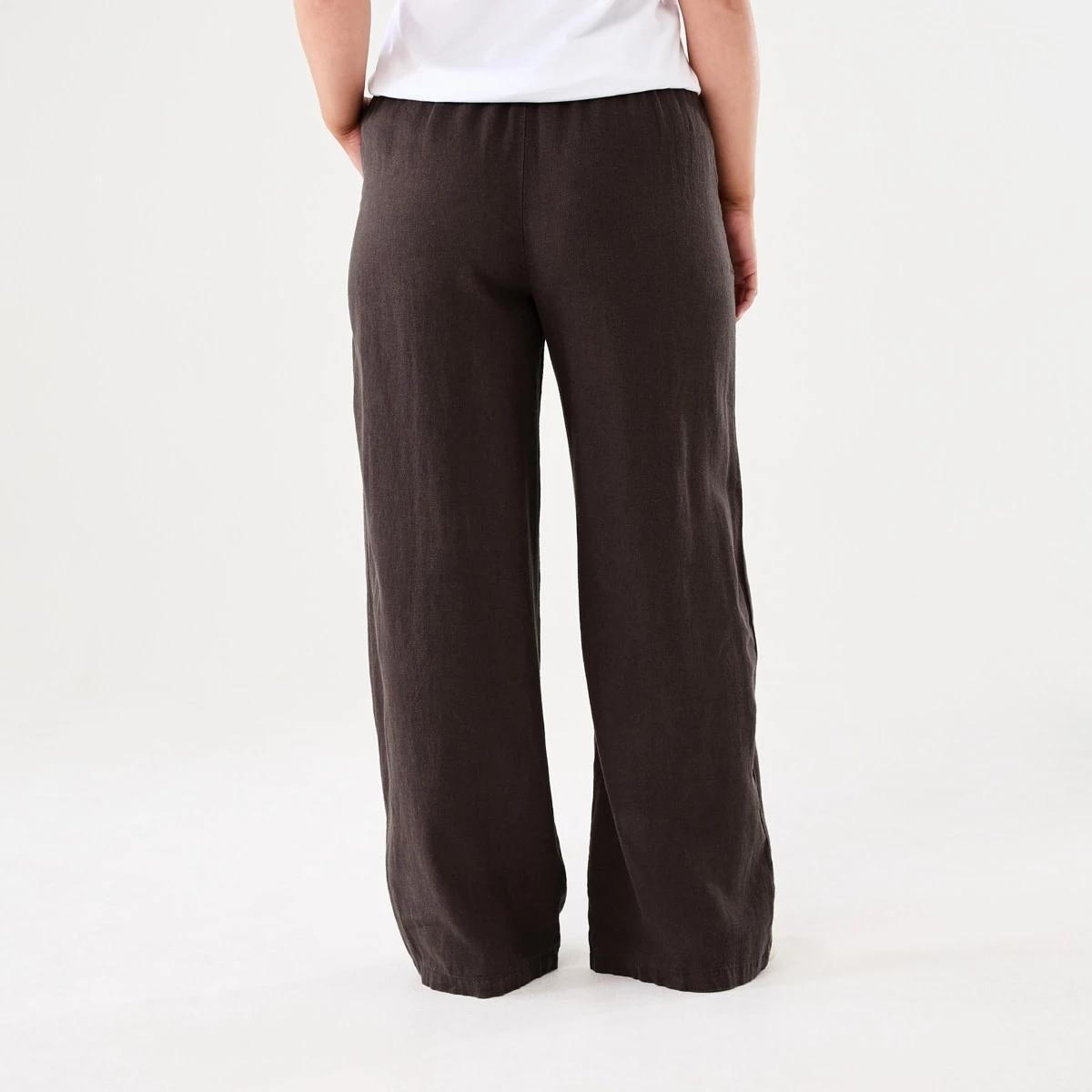 3 Linen Blend Wide Leg Pants DARK ESPRESSO, 3 of 5