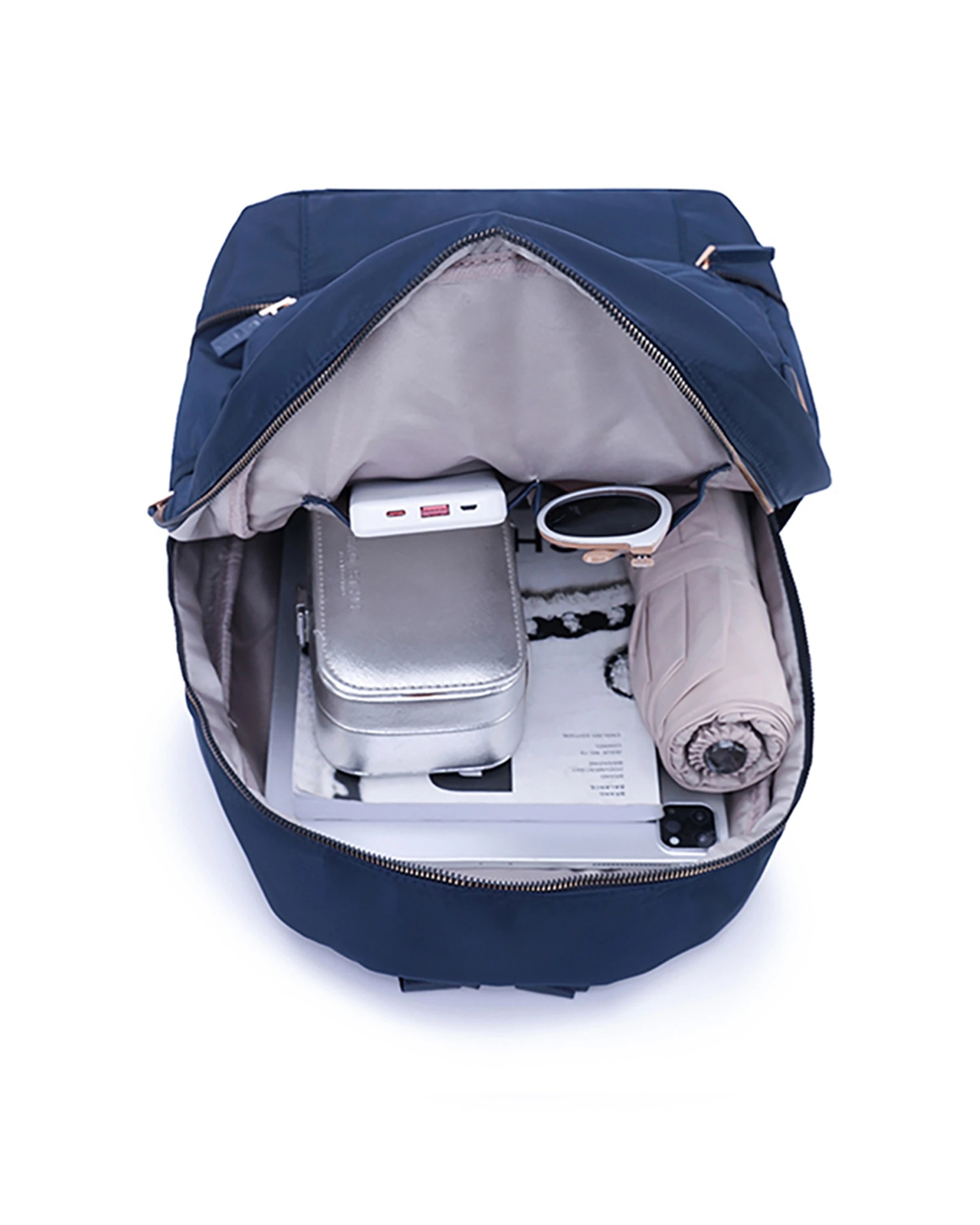 4 Tosca Zip/Fold Away Weekend Backpack/Shoulder Stitch - Blue, 4 of 4