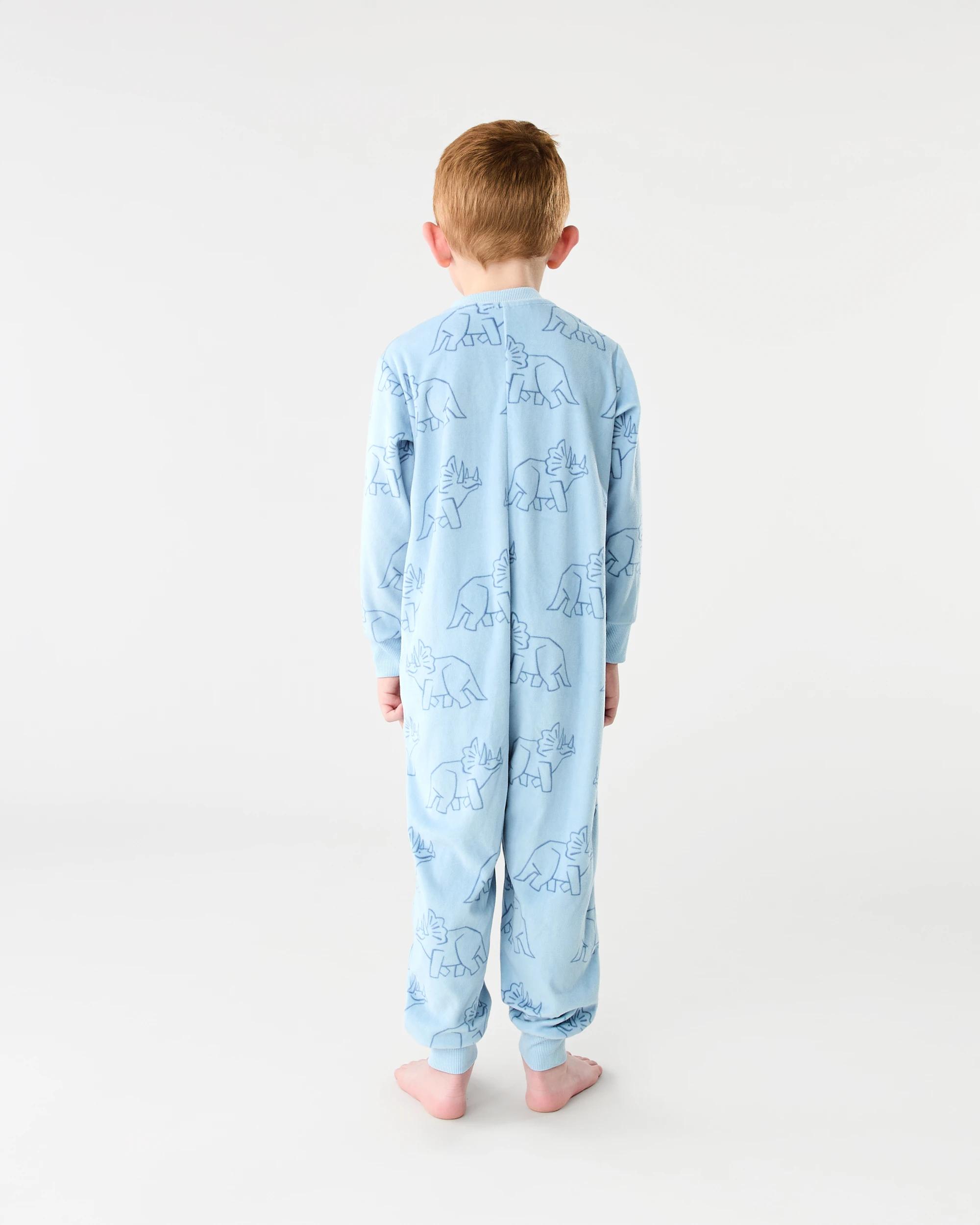 2 Fleece All-in-One Sleepsuit Blu Dino, 2 of 9
