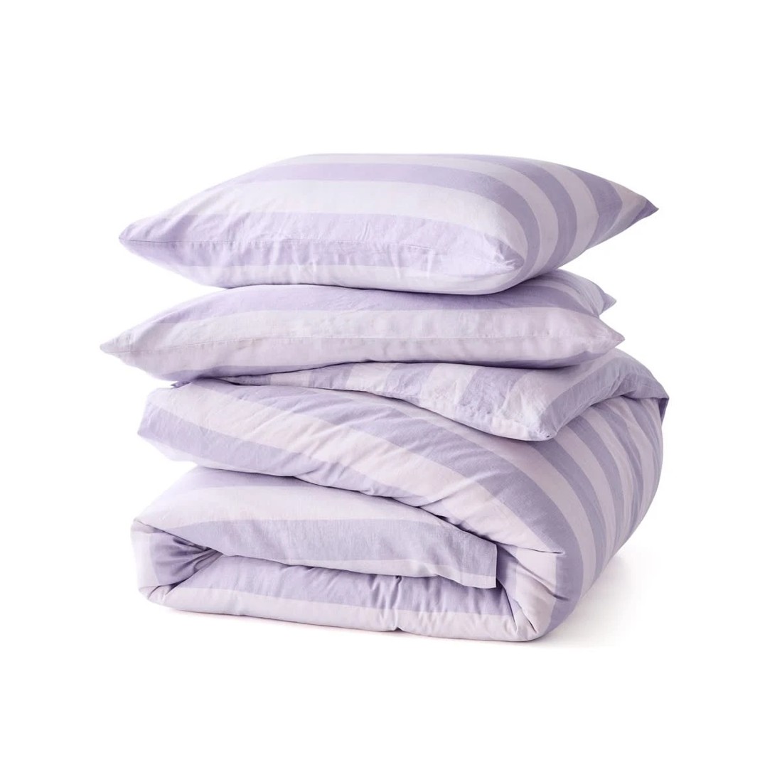 5 Stripe Linen Cotton Quilt Cover Set - King Bed, Lilac, 5 of 7