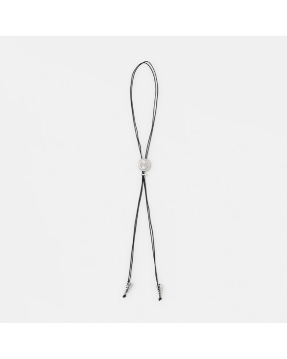 Bolo Necklace - Black and Silver Tone