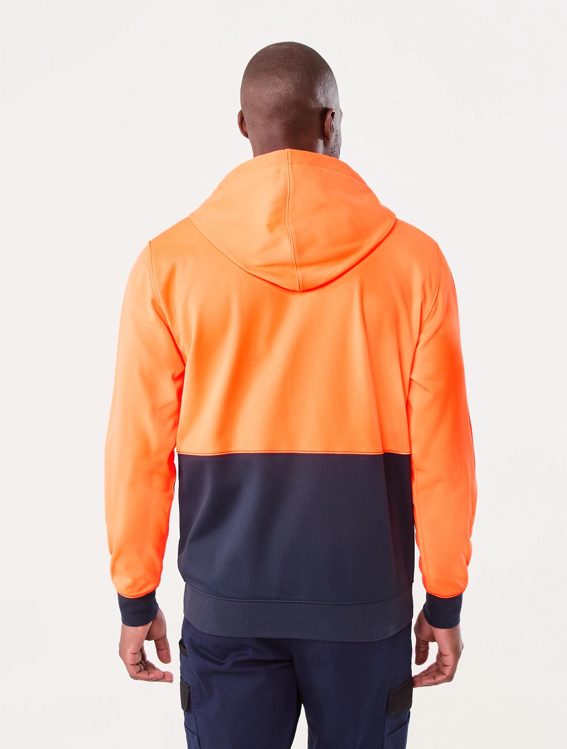 3 Workwear Hi-Visibility Zip Through Hoodie Orange, 3 of 6