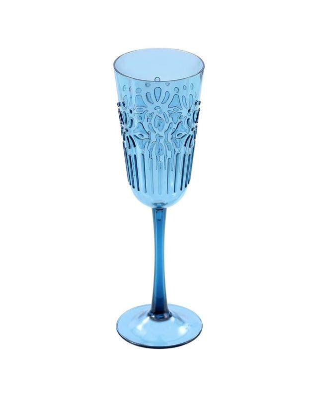 Lemon & Lime Floral Deco 320ml Plastic Champagne Glass Goblet Stemware - Asso