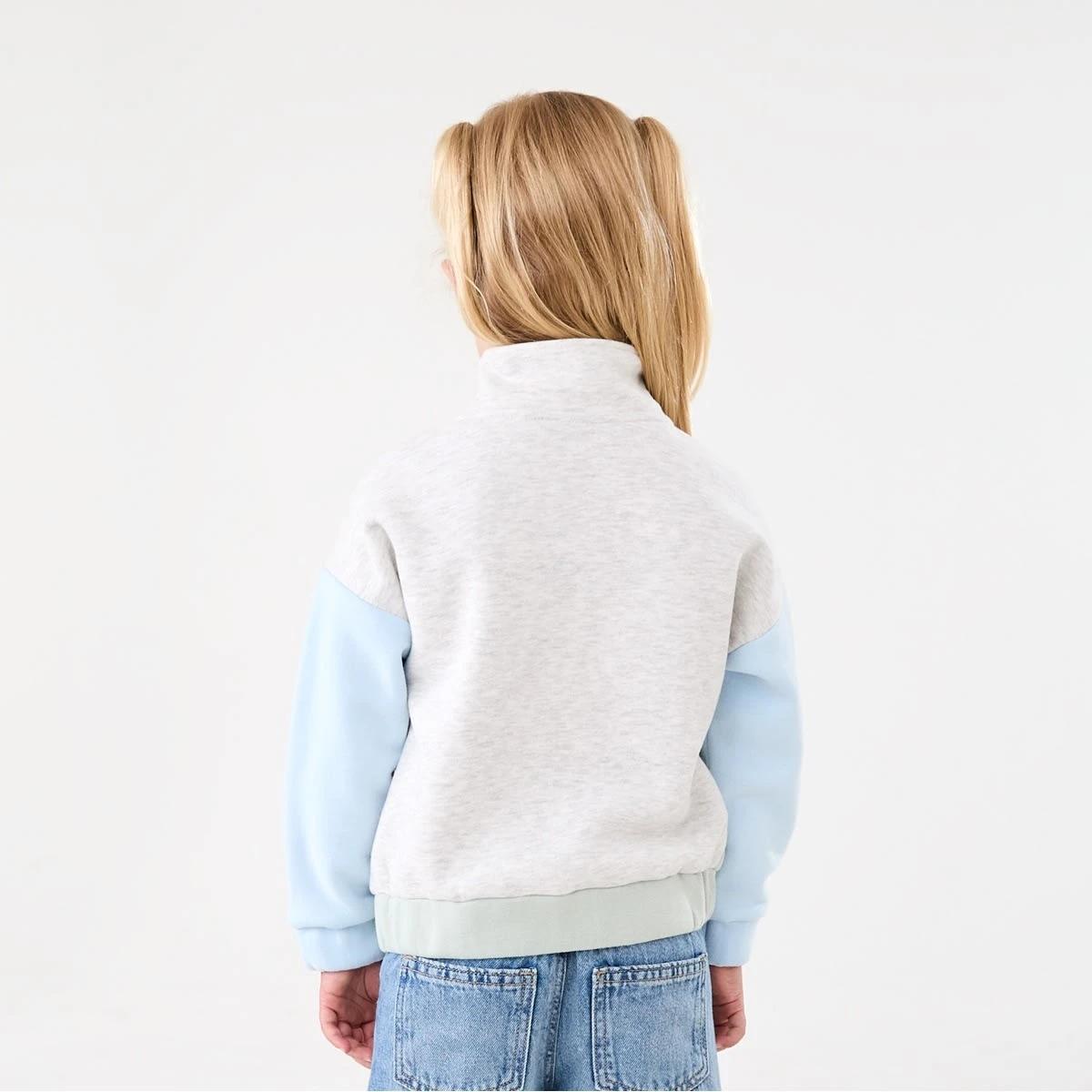 2 Colour Block Quarter Zip Fleece Sweatshirt Mutli, 2 of 8