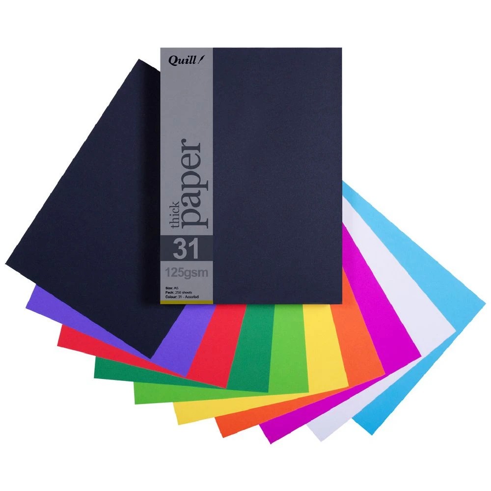 1 Quill A5 Thick Paper Assorted 250 Pack, 1 of 2