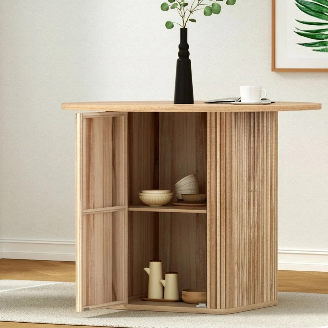 5 1M Artiss Dining Table Storage Base - Brown, 5 of 5