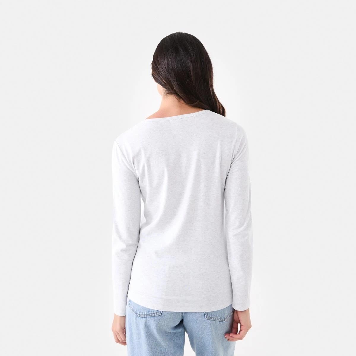 3 Long Sleeve Stretch V-Neck T-shirt Wht Marle, 3 of 5