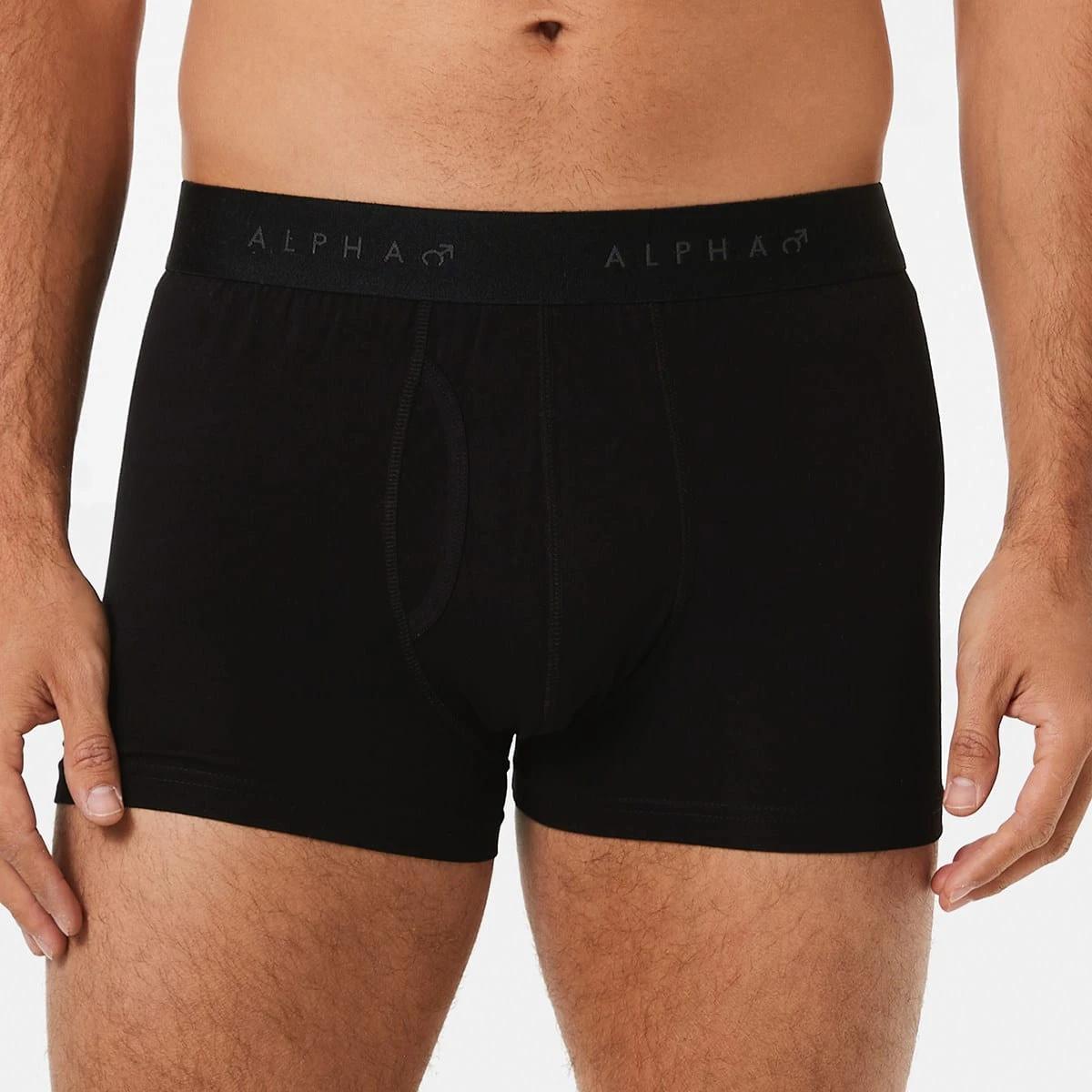 2 3 Pack Fly Front Plain Trunks BLACK, 2 of 6