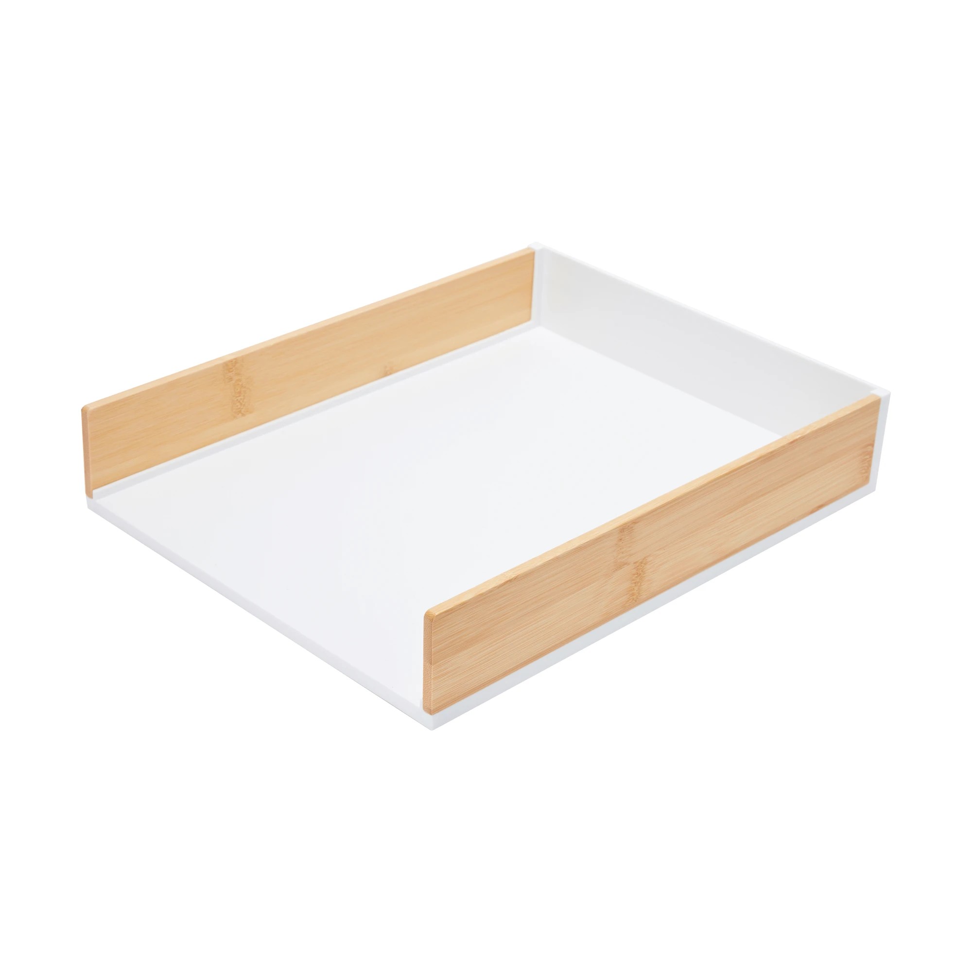 1 Bamboo and Plastic Desk Tray - White, 1 of 7