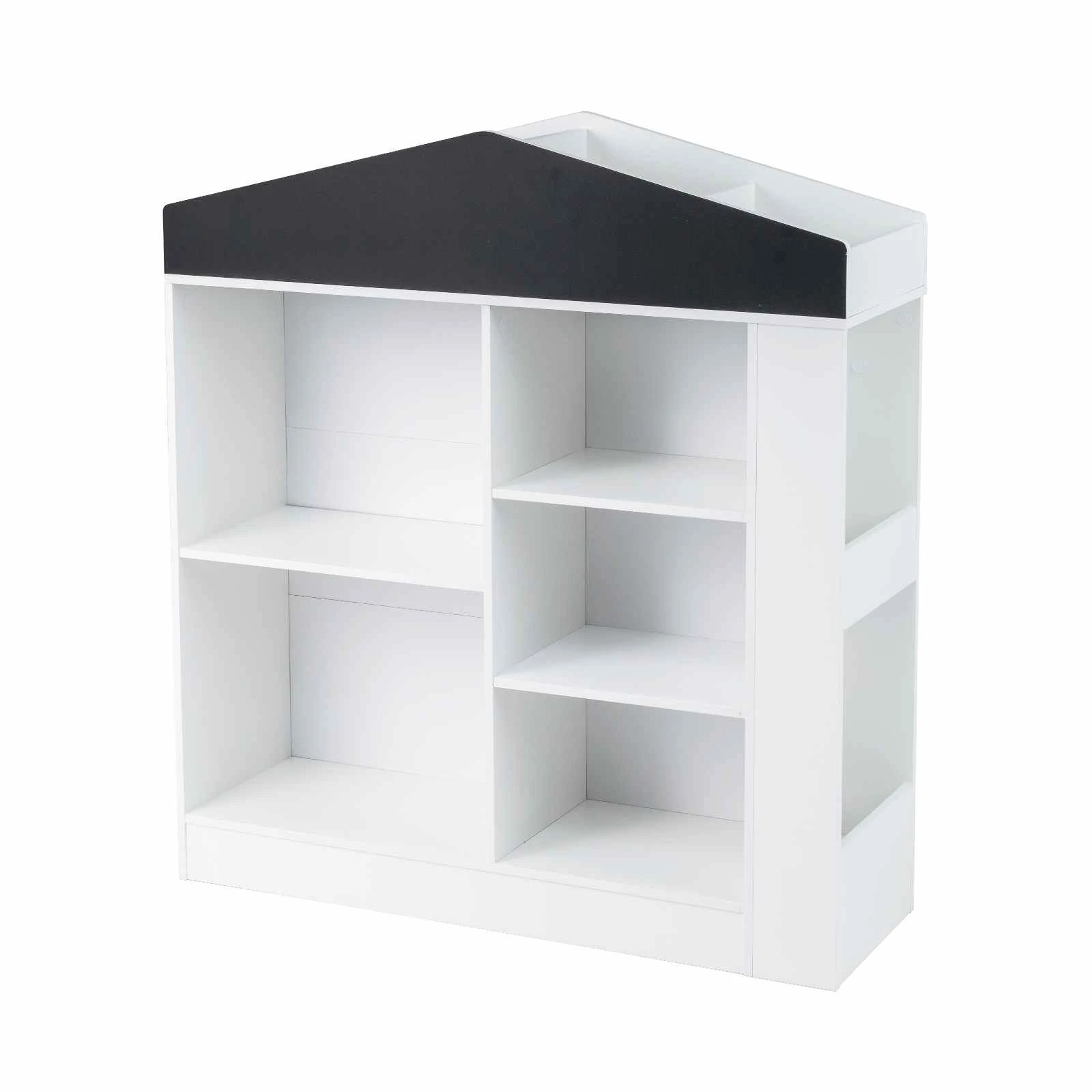 1 Costway Toy Storage Organizer Cabinet Box House Shape Bookcase Wooden Bookshelf - White, 1 of 7
