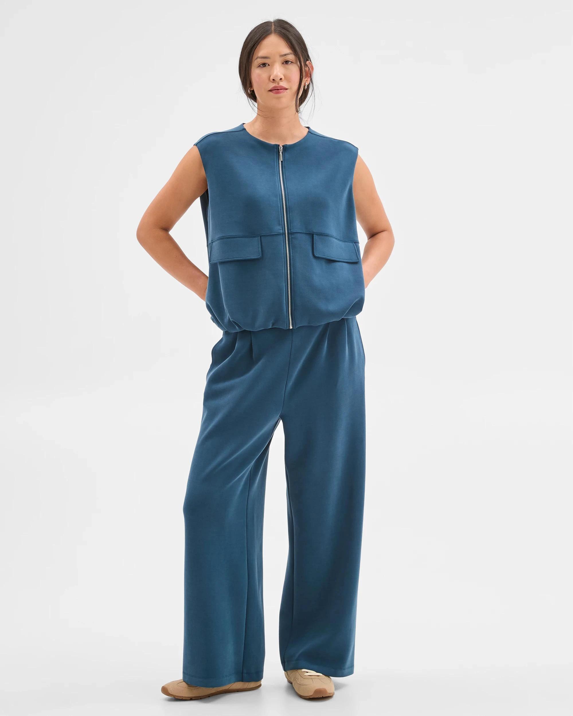 3 Target Woman Suede Touch Sleeveless Zip Through Vest DARK TEAL, 3 of 7