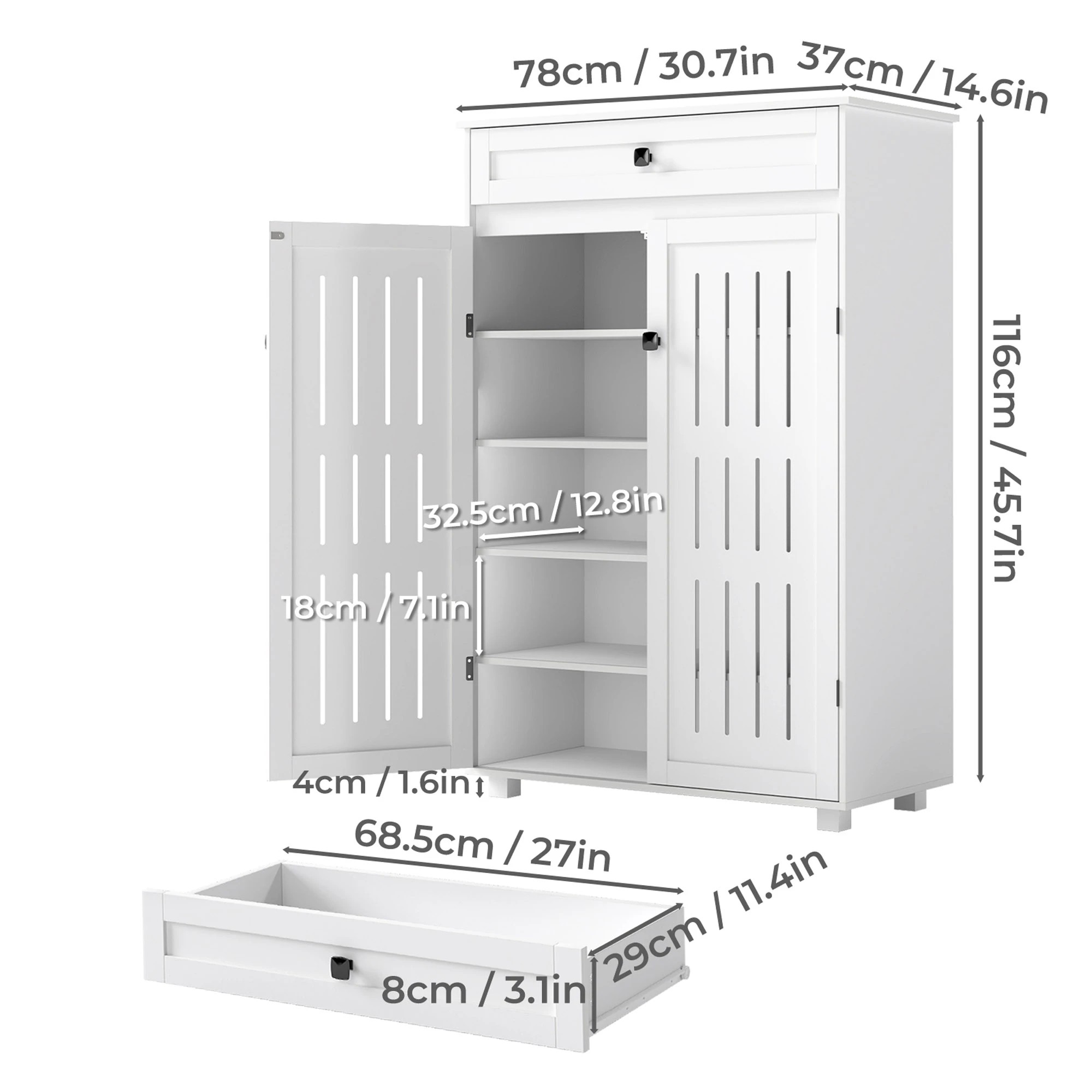 3 Levede Shoe Cabinet 5-Tier - White, 3 of 10