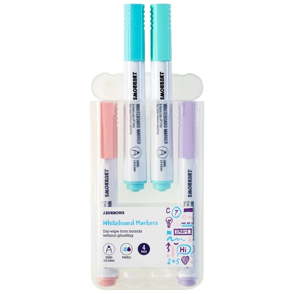 3 J.Burrows Whiteboard Markers Chisel Pastels 4 Pack, 3 of 3