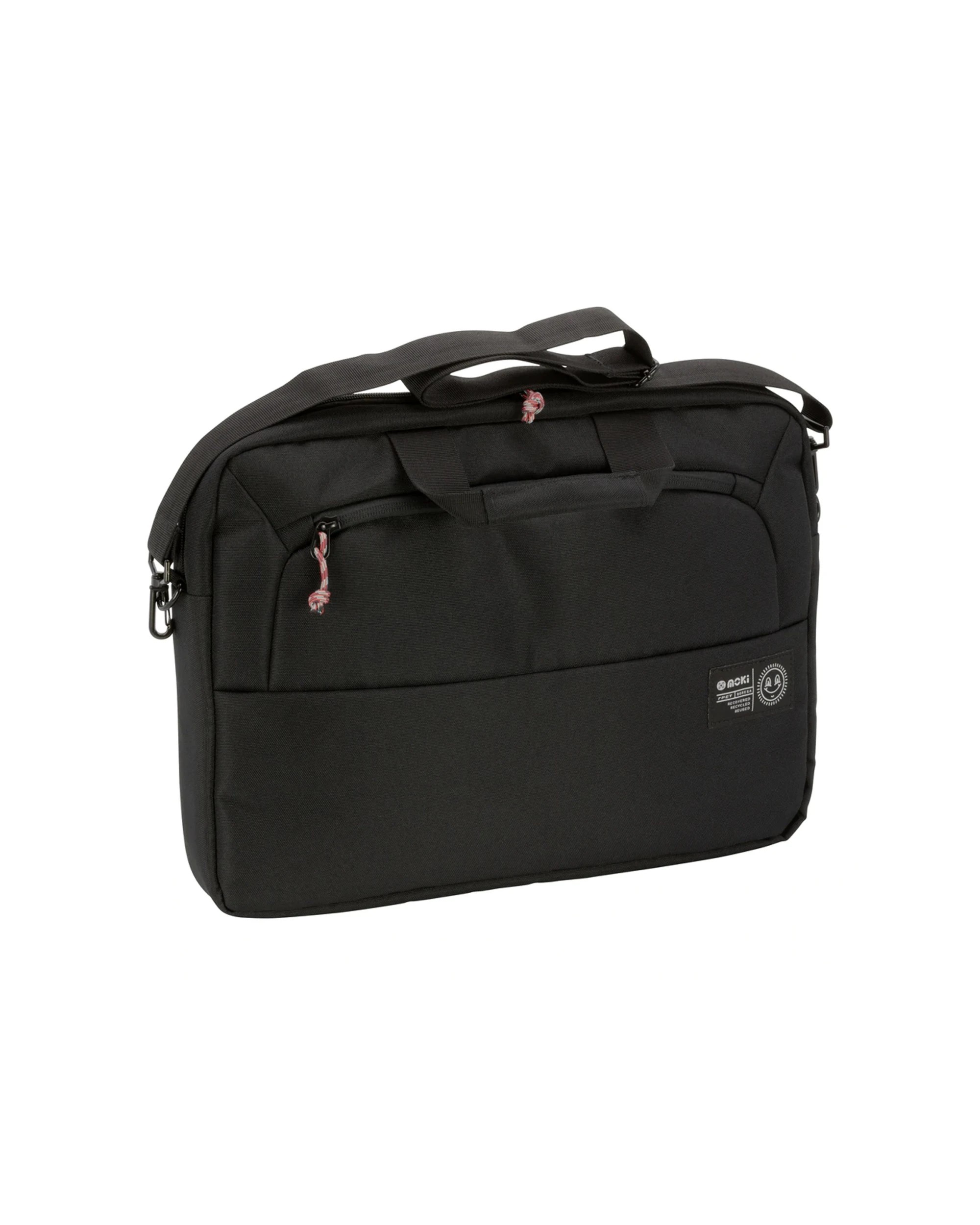 3 Moki rPET Series Laptop Satchel 15.6in Laptop rPET Material 2 Compartments - Black, 3 of 5