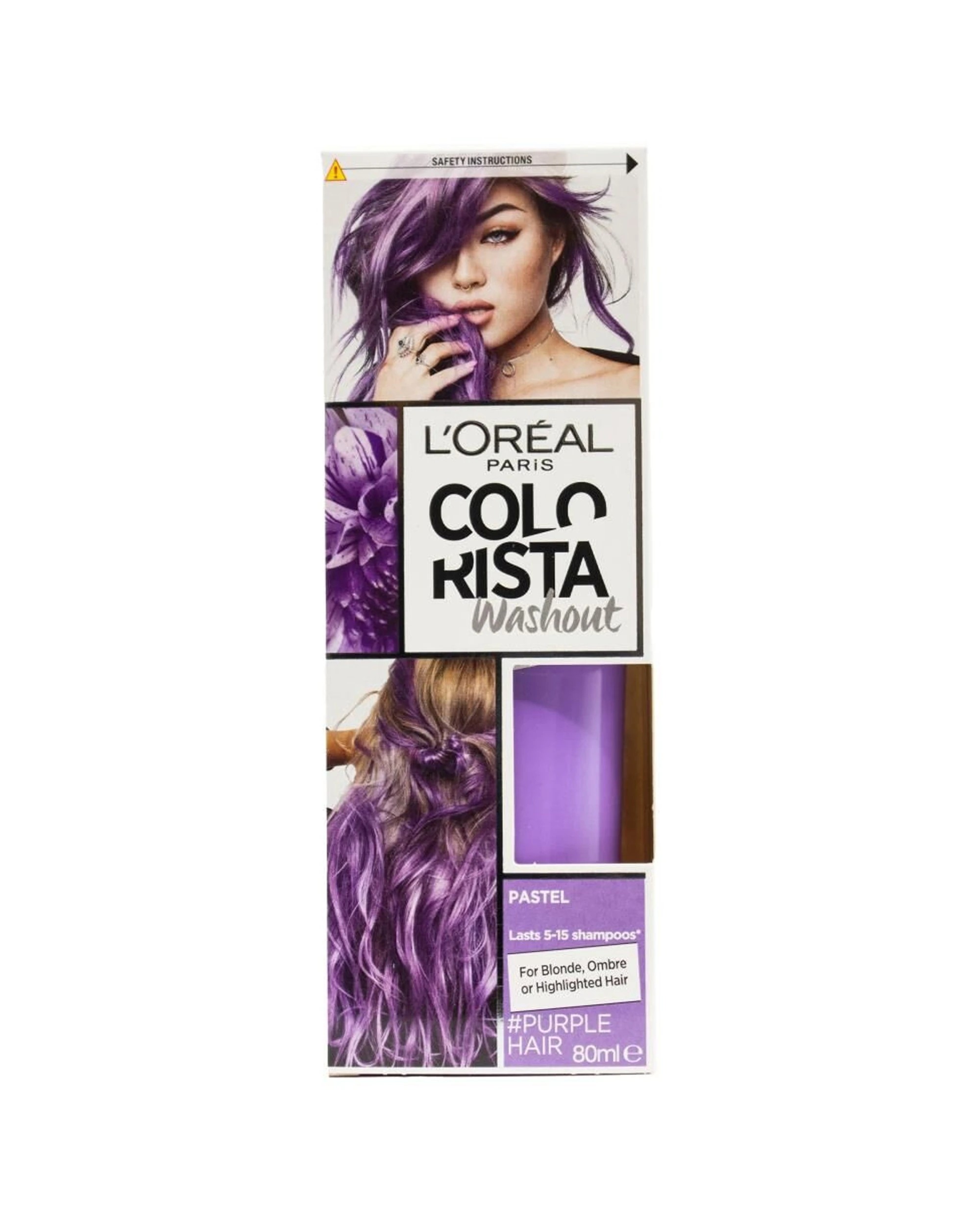 1 Loreal Paris Colorista Washout Hair Colour 80ml Pastel - Purple, 1 of 4
