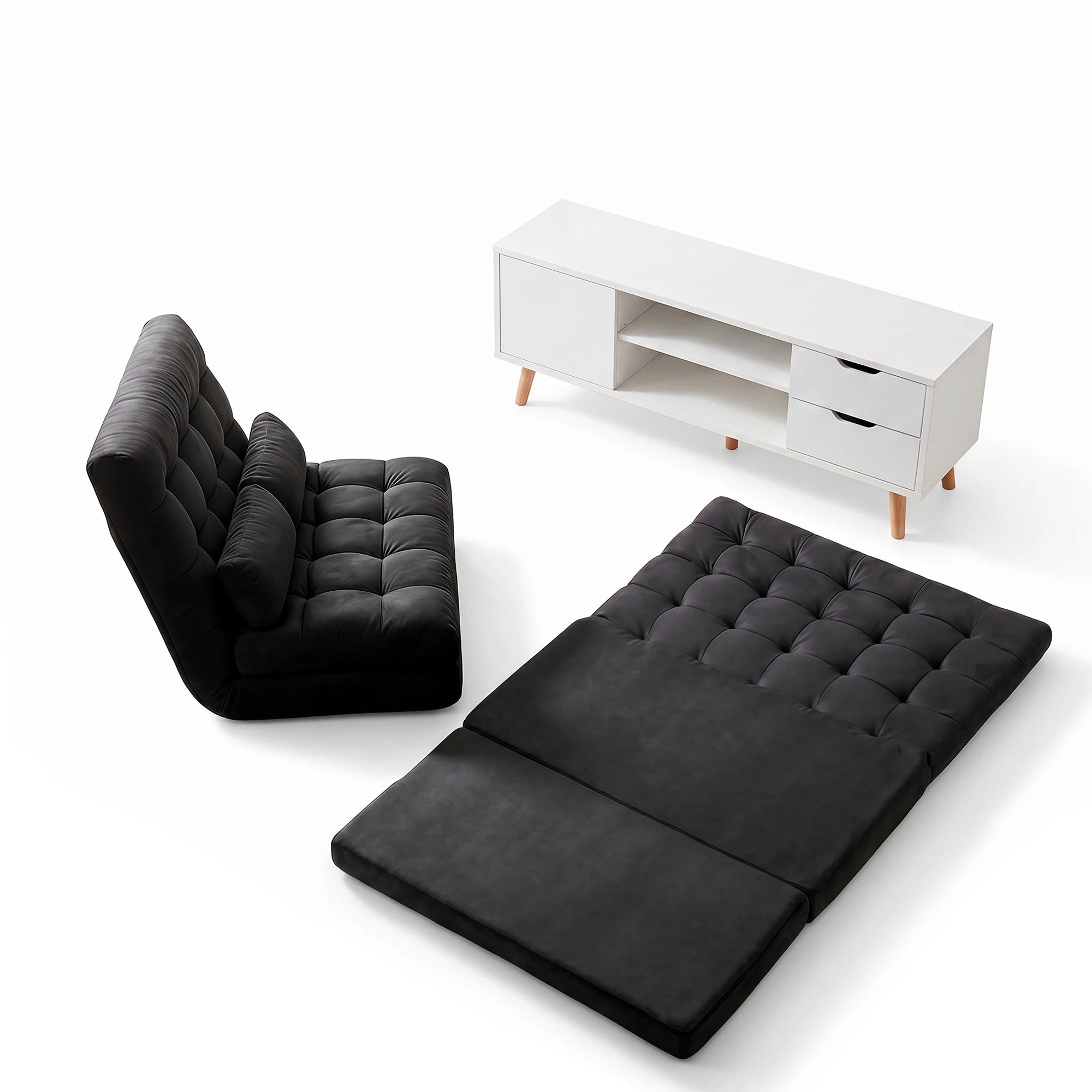 1 Artiss Sofa Bed Adjustable Floor Chair & TV Unit 120cm Entertainment Cabinet Set - Multi, 1 of 9