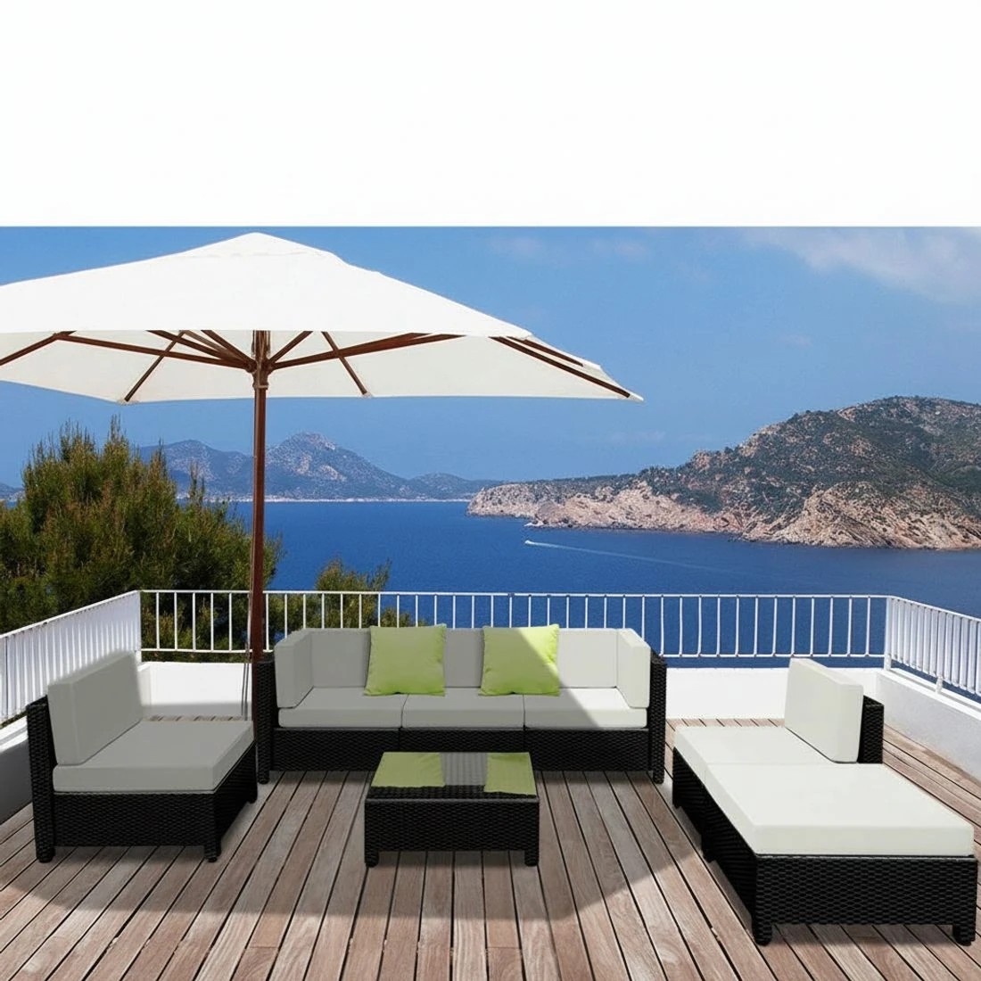 3 Gardeon 7-Piece Outdoor Sofa Set Wicker Couch Lounge Setting Seat Cover - Black, 3 of 7