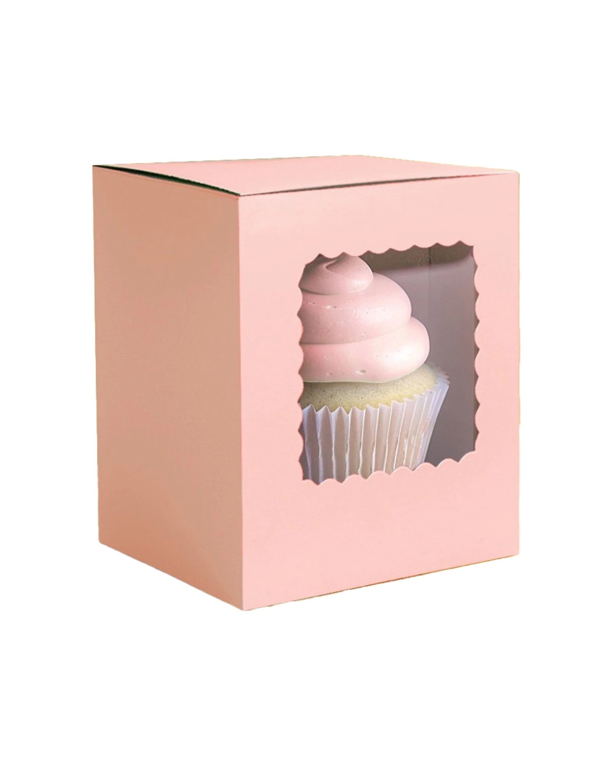 1 Bake Group Scalloped Single Cupcake Storage Box Pastel - Pink, 1 of 1
