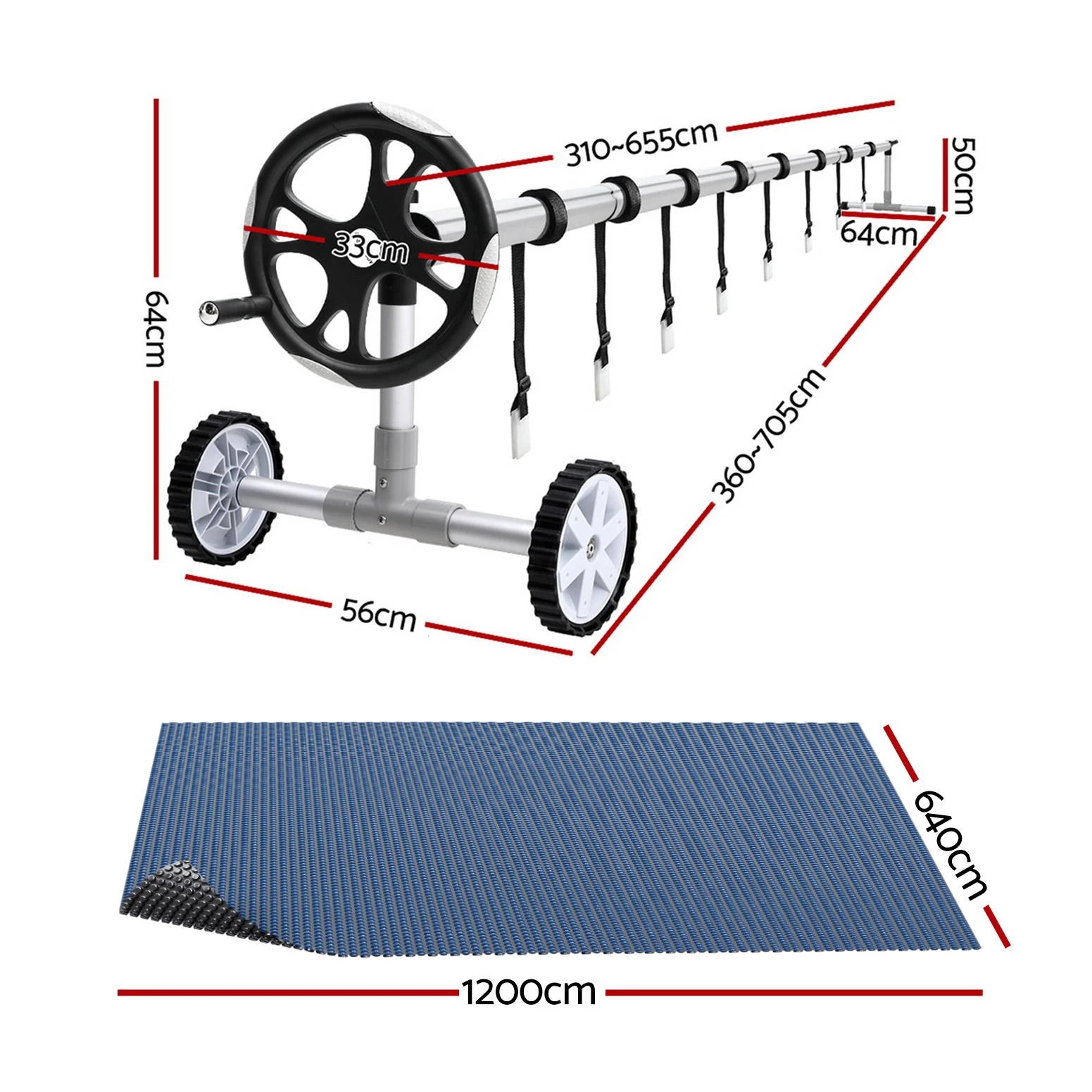 3 Aqua Buddy Pool Cover 600 Micron 12x6.4m w/ Roller 6.55m Swimming Pools Solar Blanket - Multi, 3 of 7