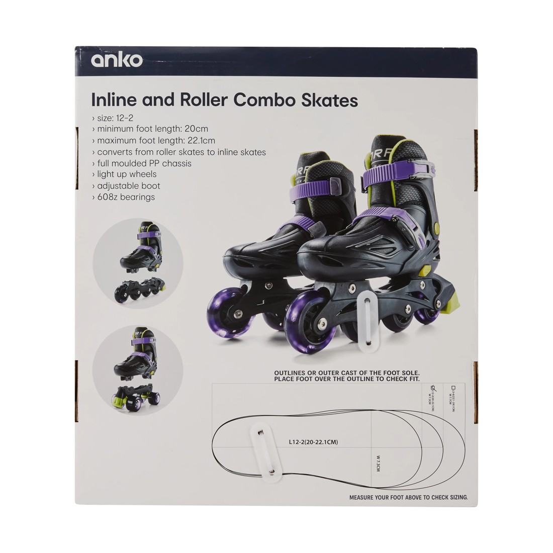 10 Inline and Roller Combo Skates - Black, Size 12 to 2, 10 of 10