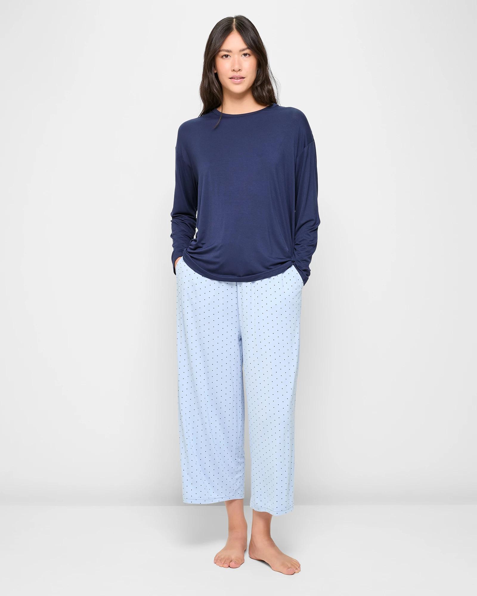 2 Target Woman Soft Comfort Bamboo Long Sleeve Pyjama Top NAVY BLUE, 2 of 5