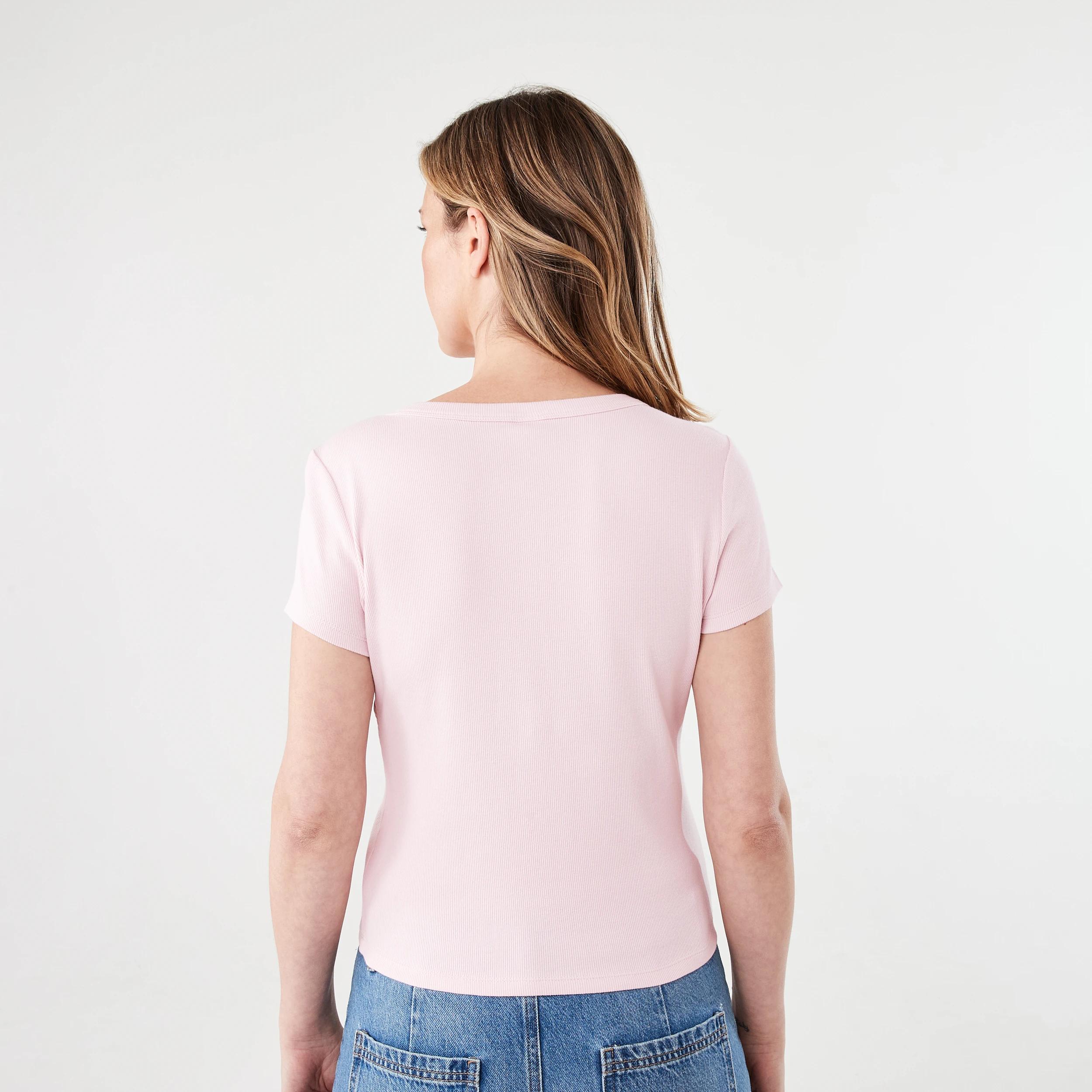 3 Short Sleeve Rib Henley T-shirt SOFT BLOSSOM, 3 of 5