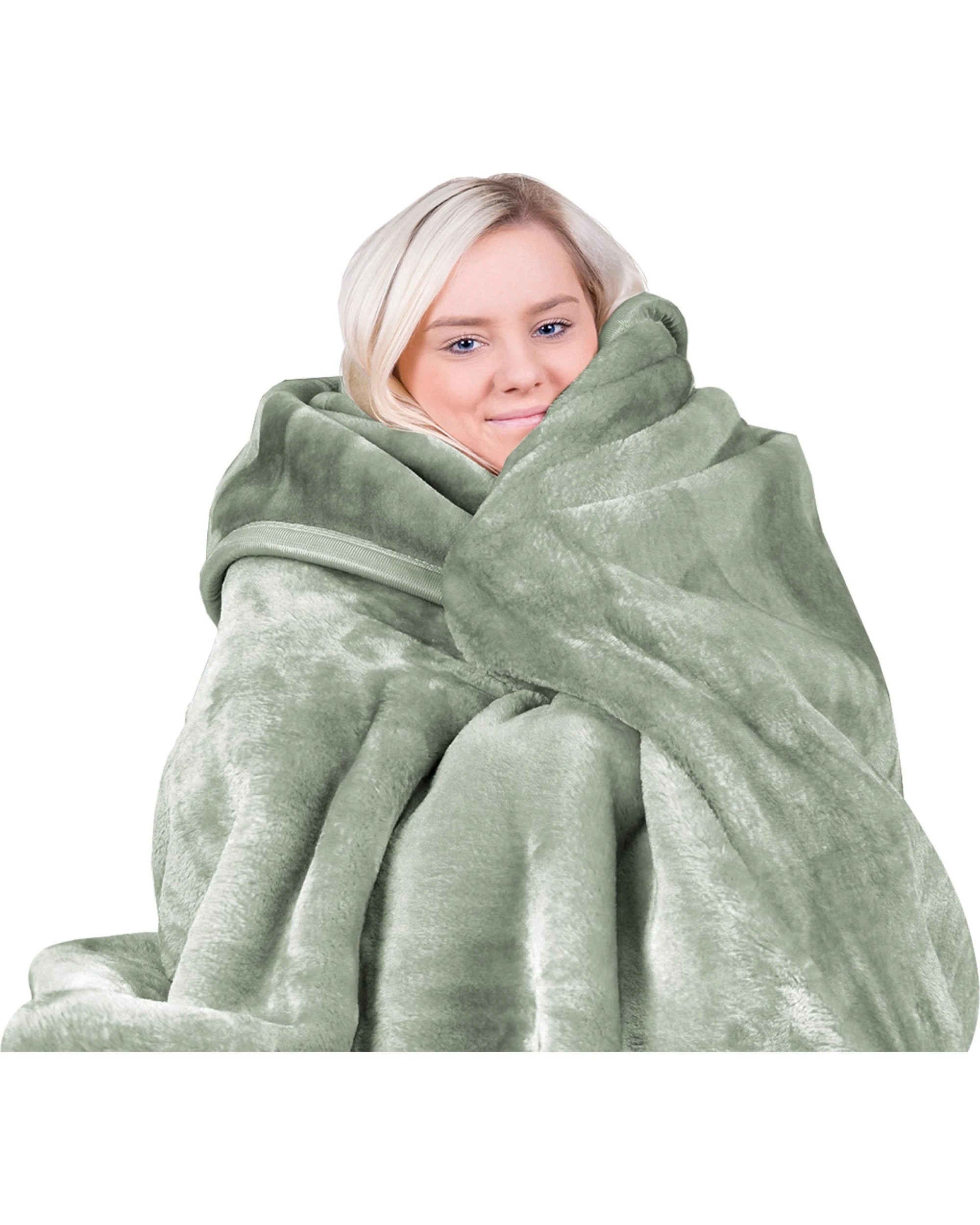 4 Laura Hill 800-GSM Mink Blanket Queen Size Double-Sided Soft Plush Bed Faux Throw Rug Sage, 4 of 4