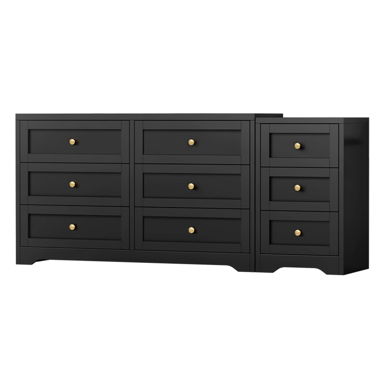 1 Alfordson 6 Chest of Drawers Bedside Table Bedroom Storage Hamptons - Black, 1 of 10