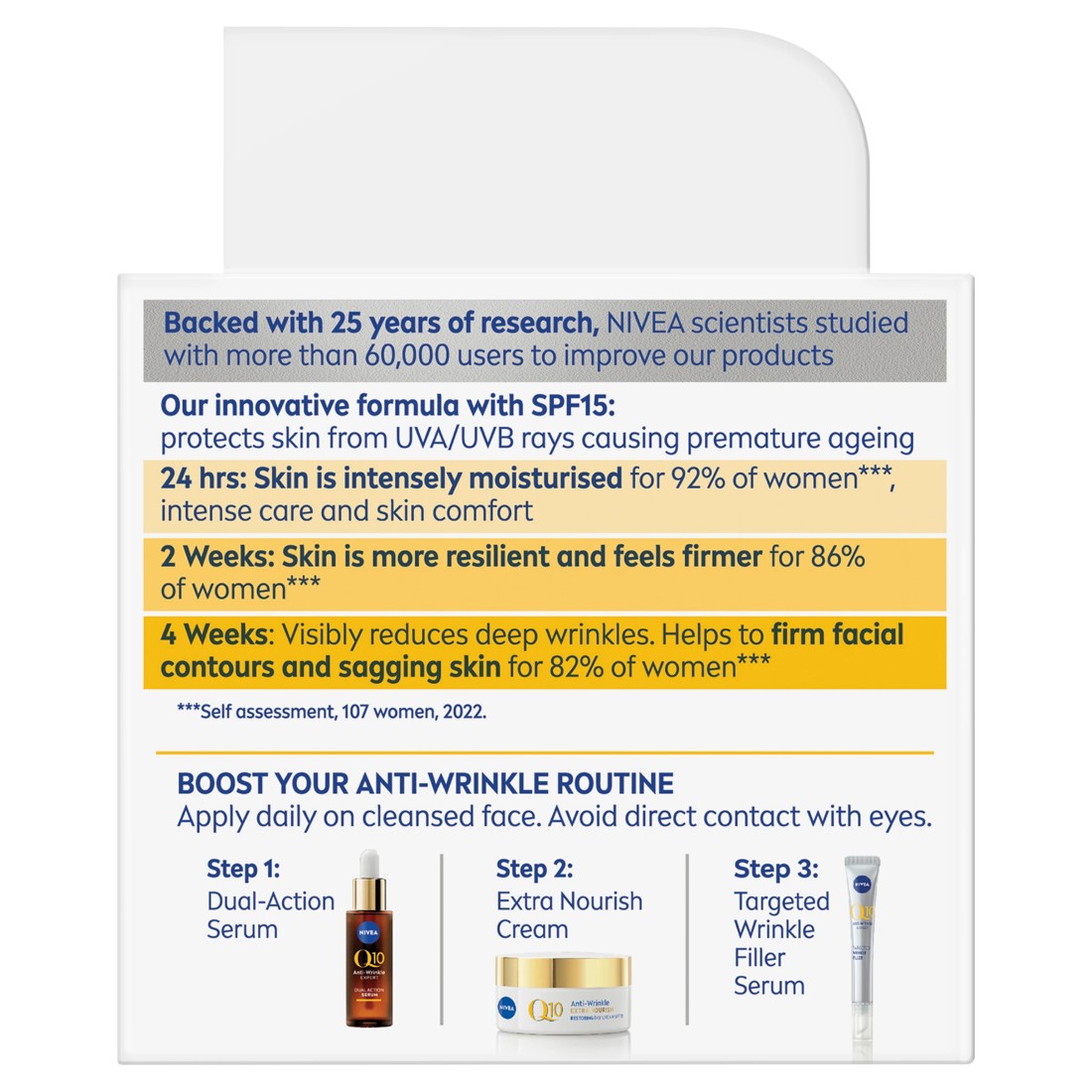 5 Nivea Q10 Anti-Wrinkle Extra Nourish Deep Restoring Day Cream SPF15 50ml - Pure Q10, Argan Oil and Squalane, 5 of 10