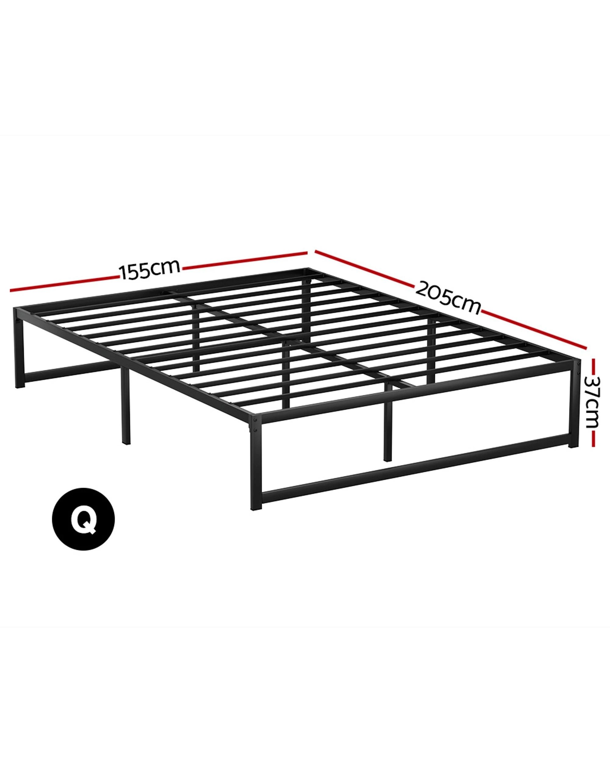2 Artiss Bed Frame Queen Size Metal Frame Tino
 - Black, 2 of 4