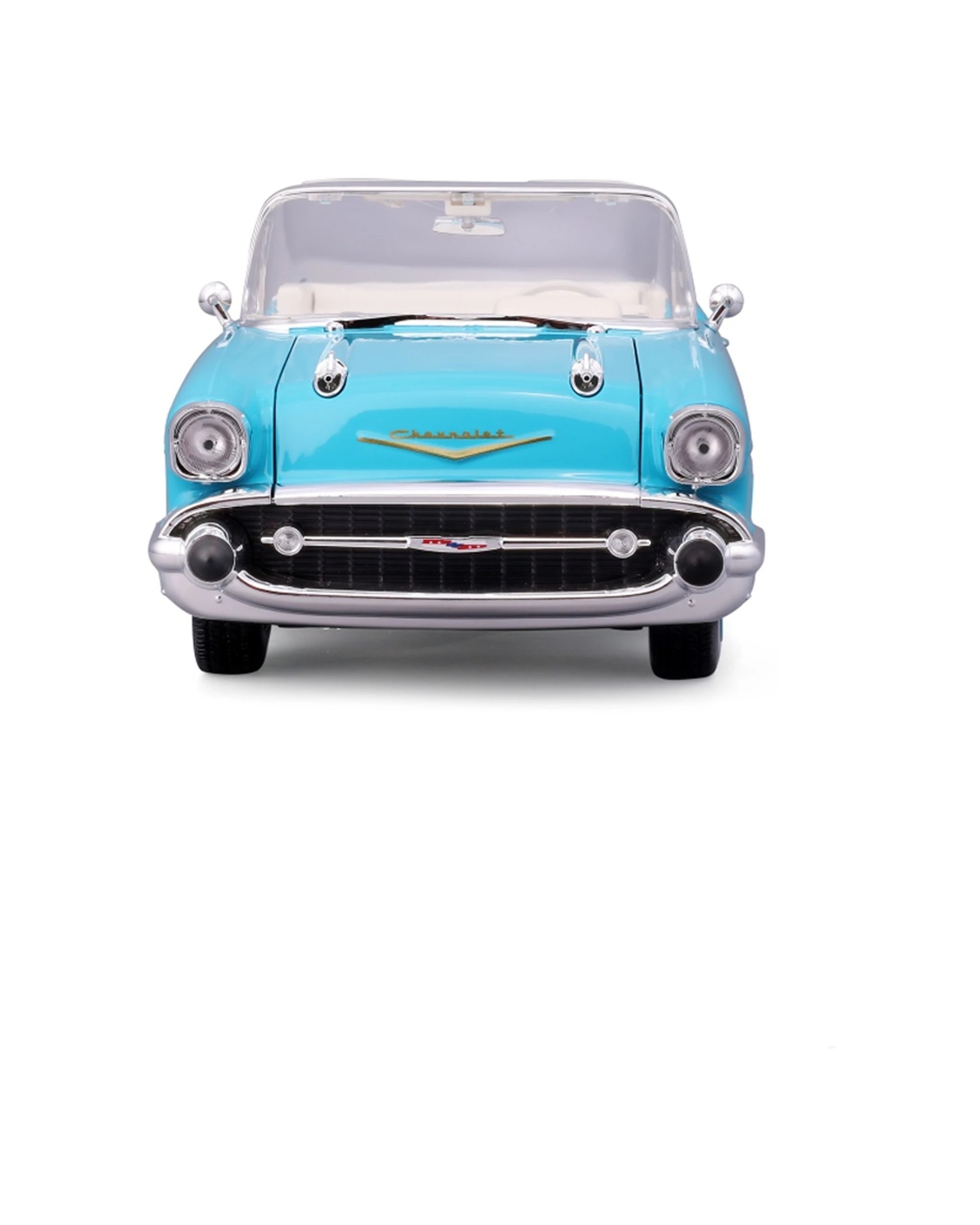 2 Maisto 1957 Chevrolet Bel Air Convertible Diecast Model Car Replica - Blue, 2 of 8