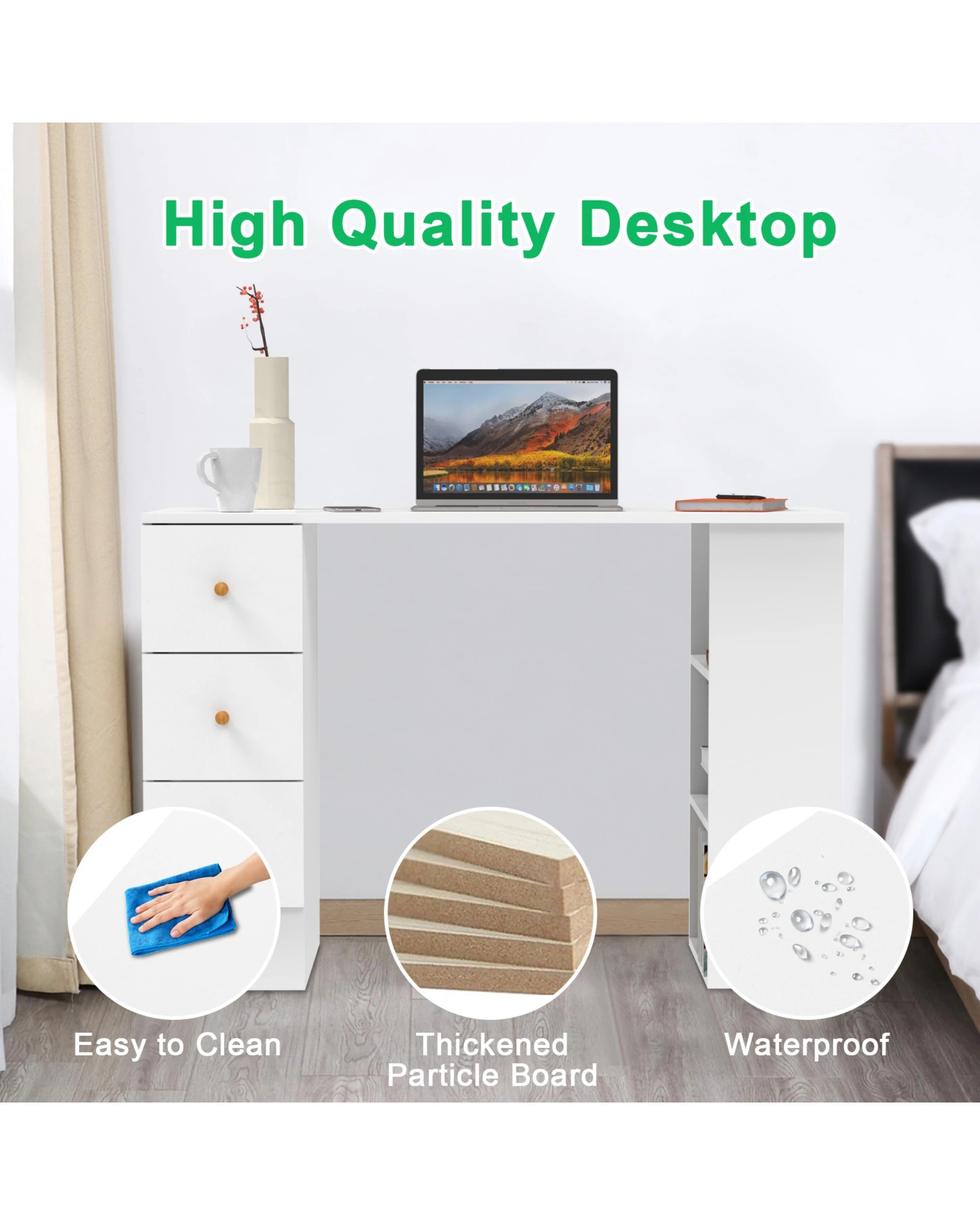 5 Advwin Computer Desk With Drawers Open Storage Shelf, 5 of 9