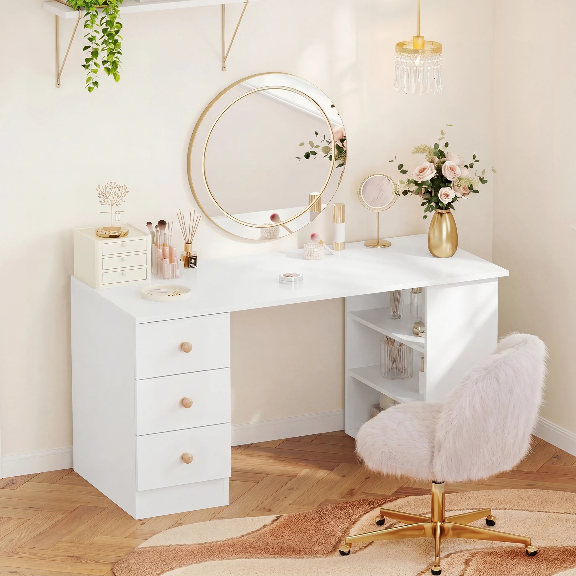 5 Advwin Computer Desk with Drawers Open Storage Shelf, 5 of 8